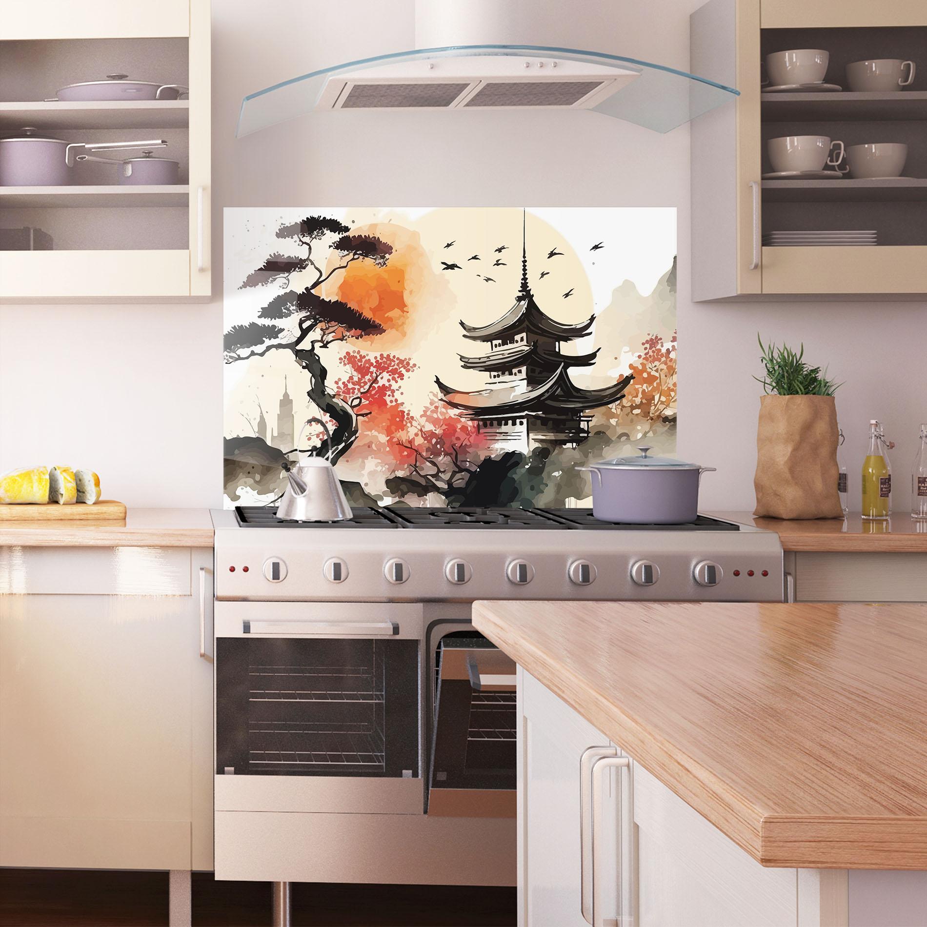 Küchenrückwand Glas Asiatic Beautiful View mockup 1