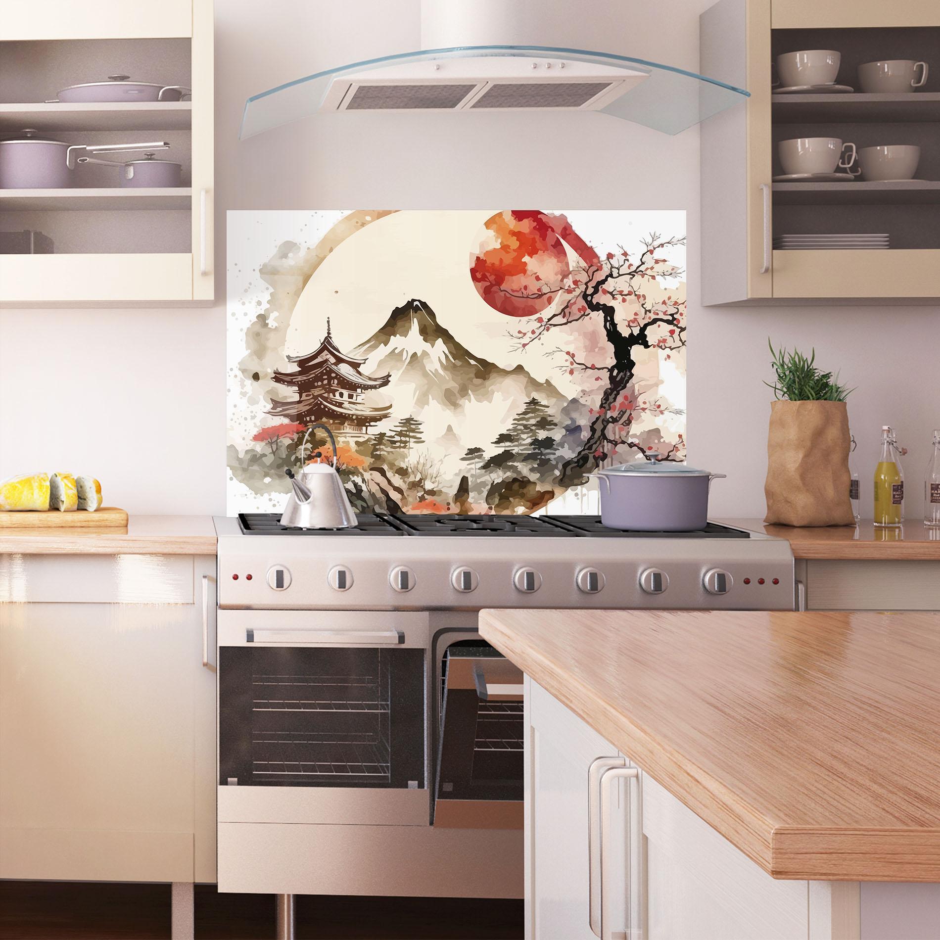Küchenrückwand Glas Asiatic Blossom View mockup 1