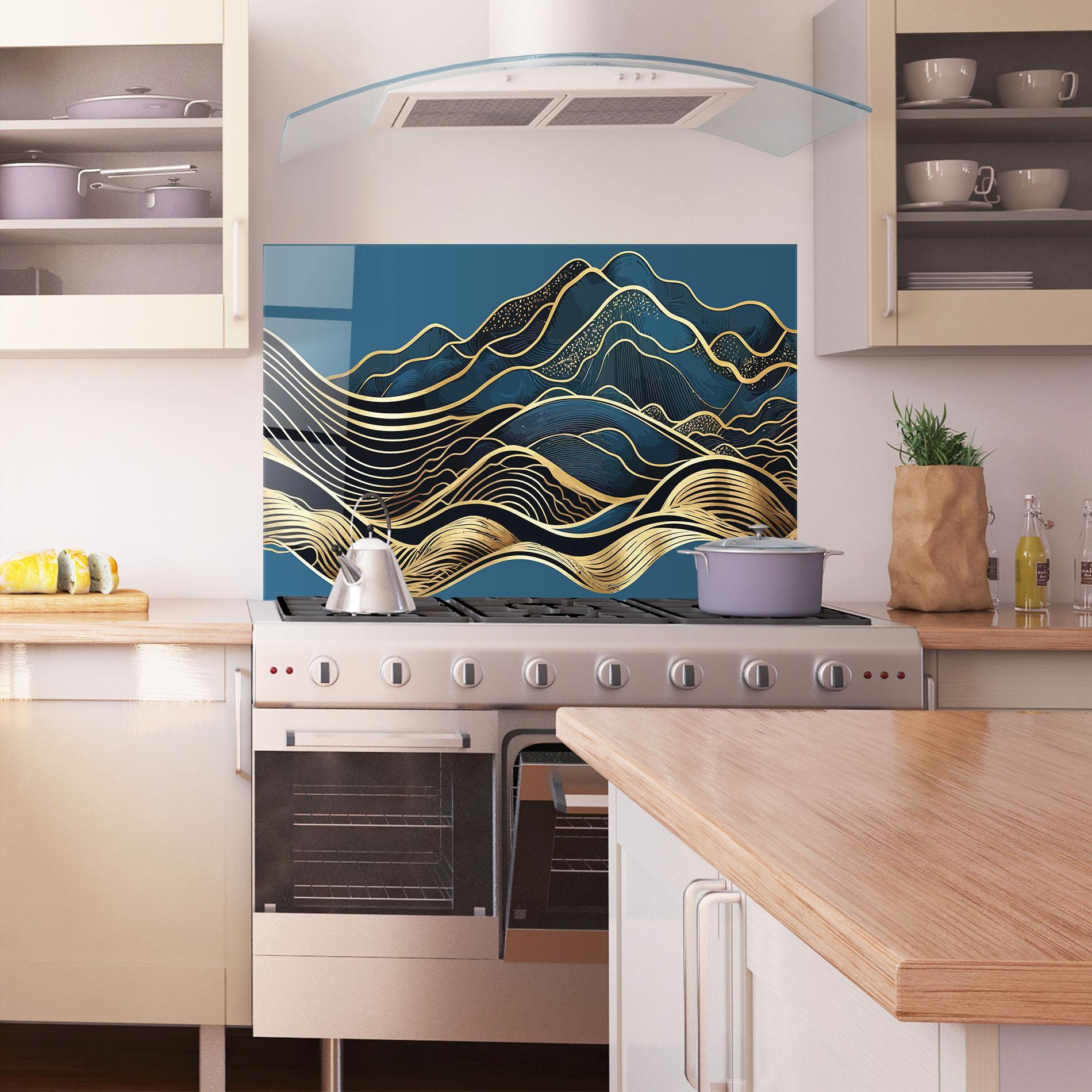 Küchenrückwand Glas Asiatic Blue Wave mockup 1