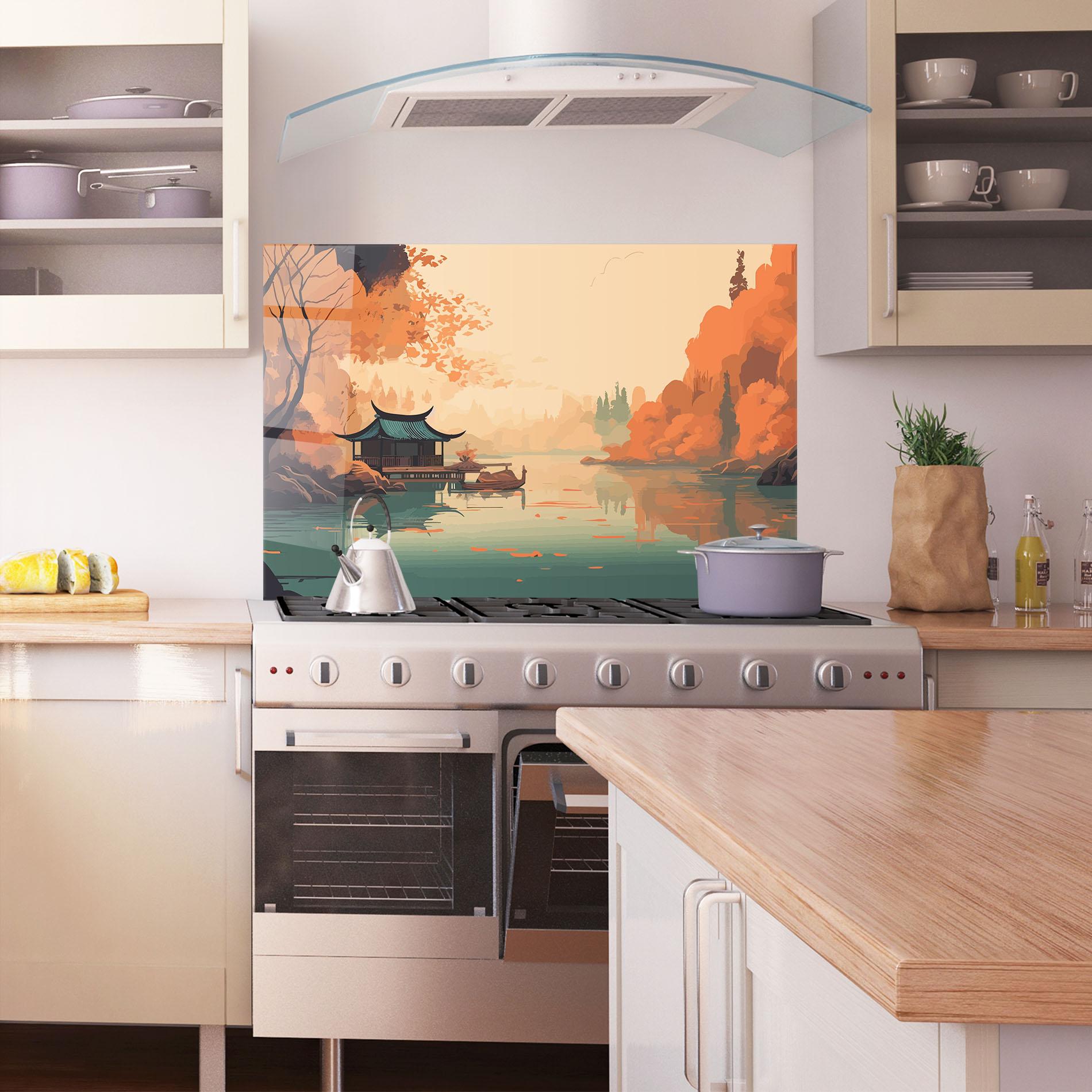 Küchenrückwand Glas Asiatic Lake mockup 1