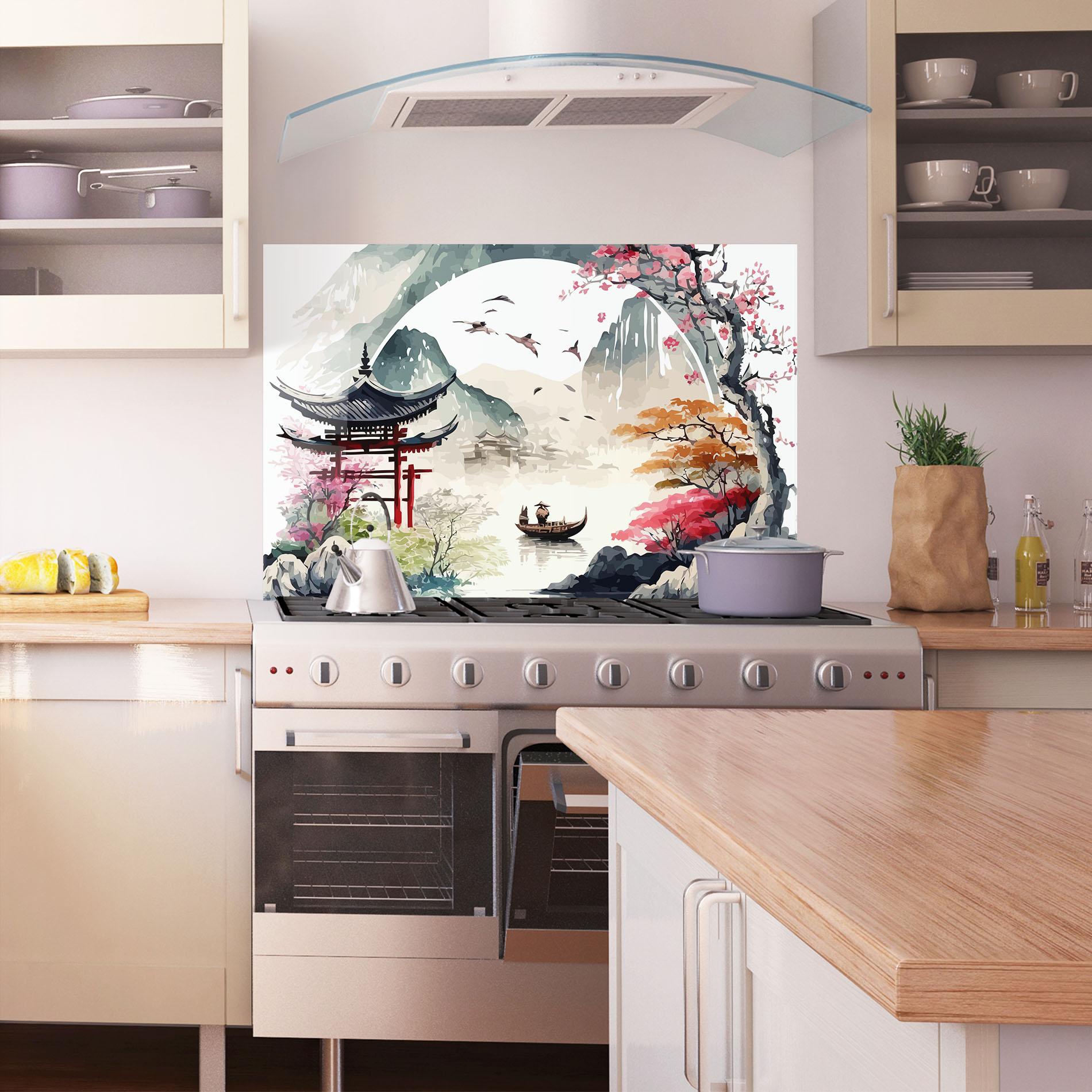 Küchenrückwand Glas Beautiful Asiatic View mockup 1