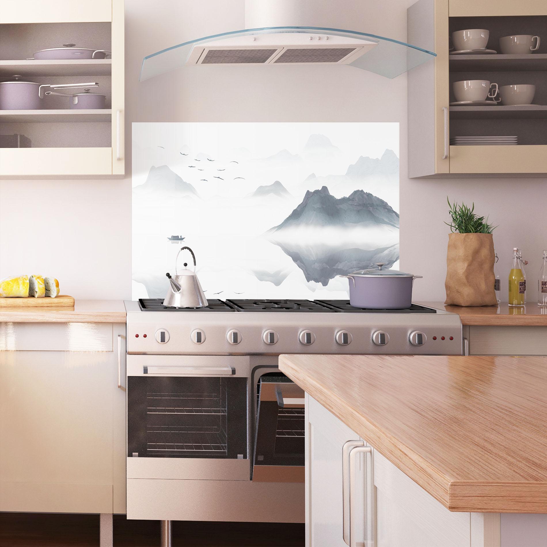 Küchenrückwand Glas Chinese Style Mountains mockup 1