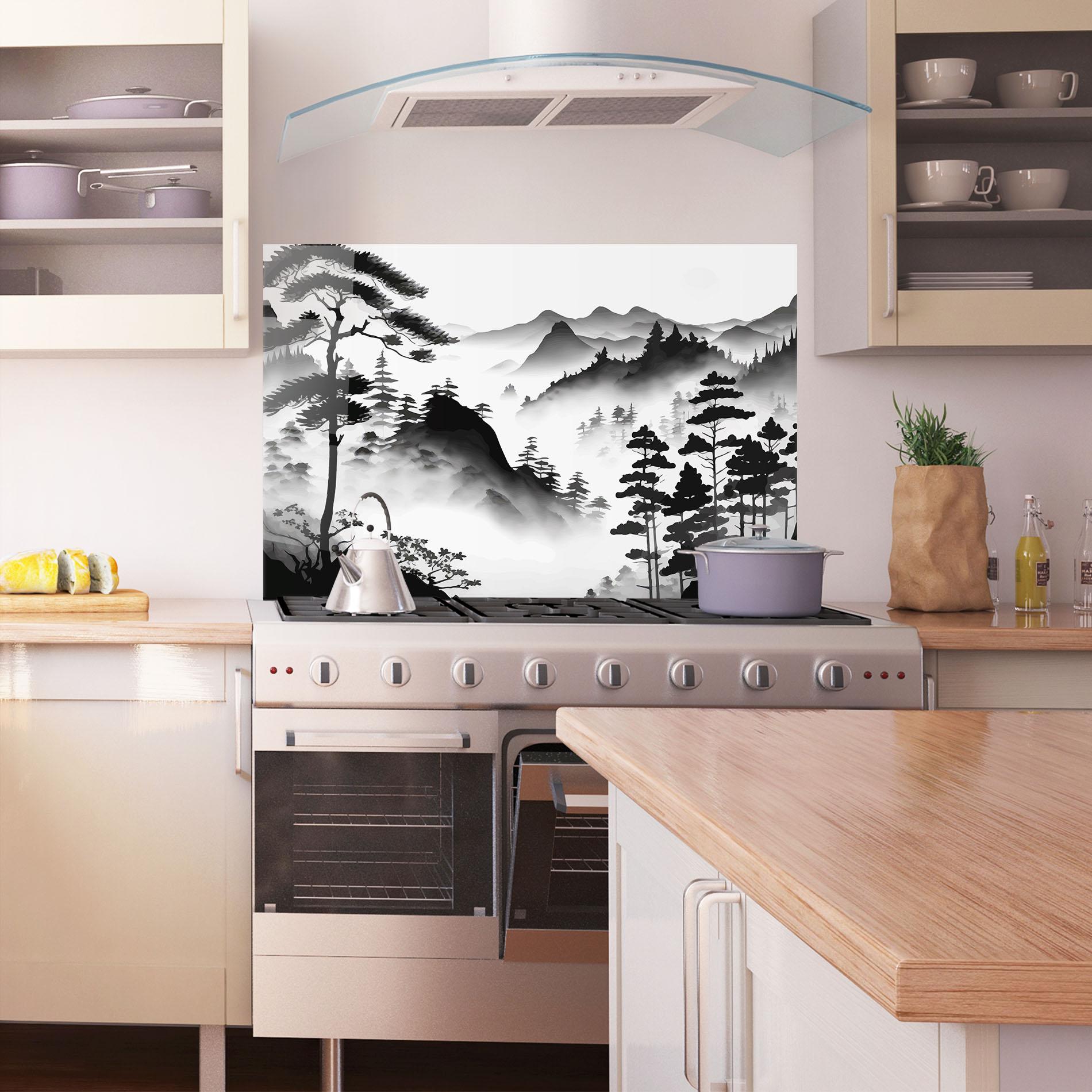 Küchenrückwand Glas Foggy Asiatic View mockup 1