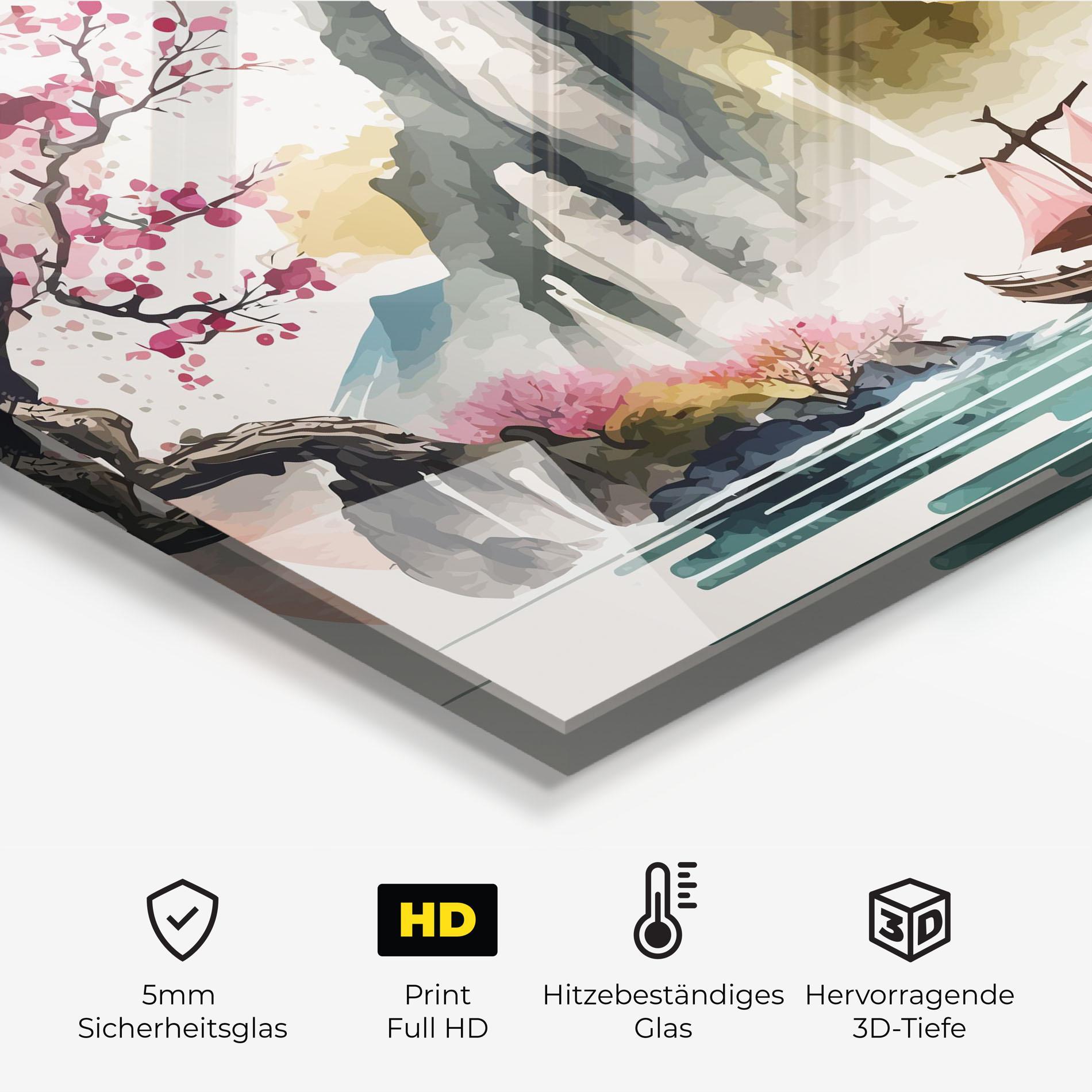 Küchenrückwand Glas Asian Orange Sunset mockup 2