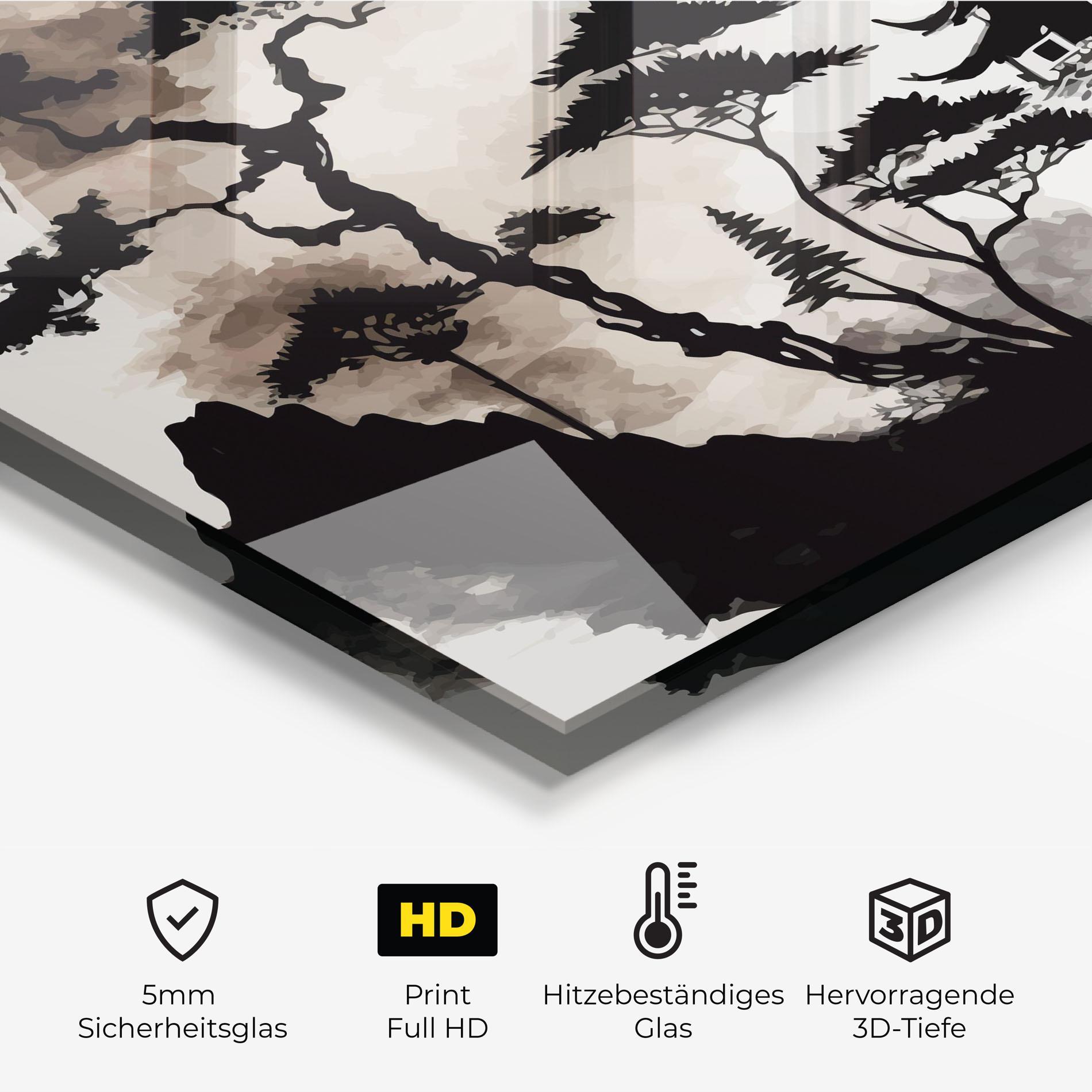 Küchenrückwand Glas Asian Red Moon mockup 2