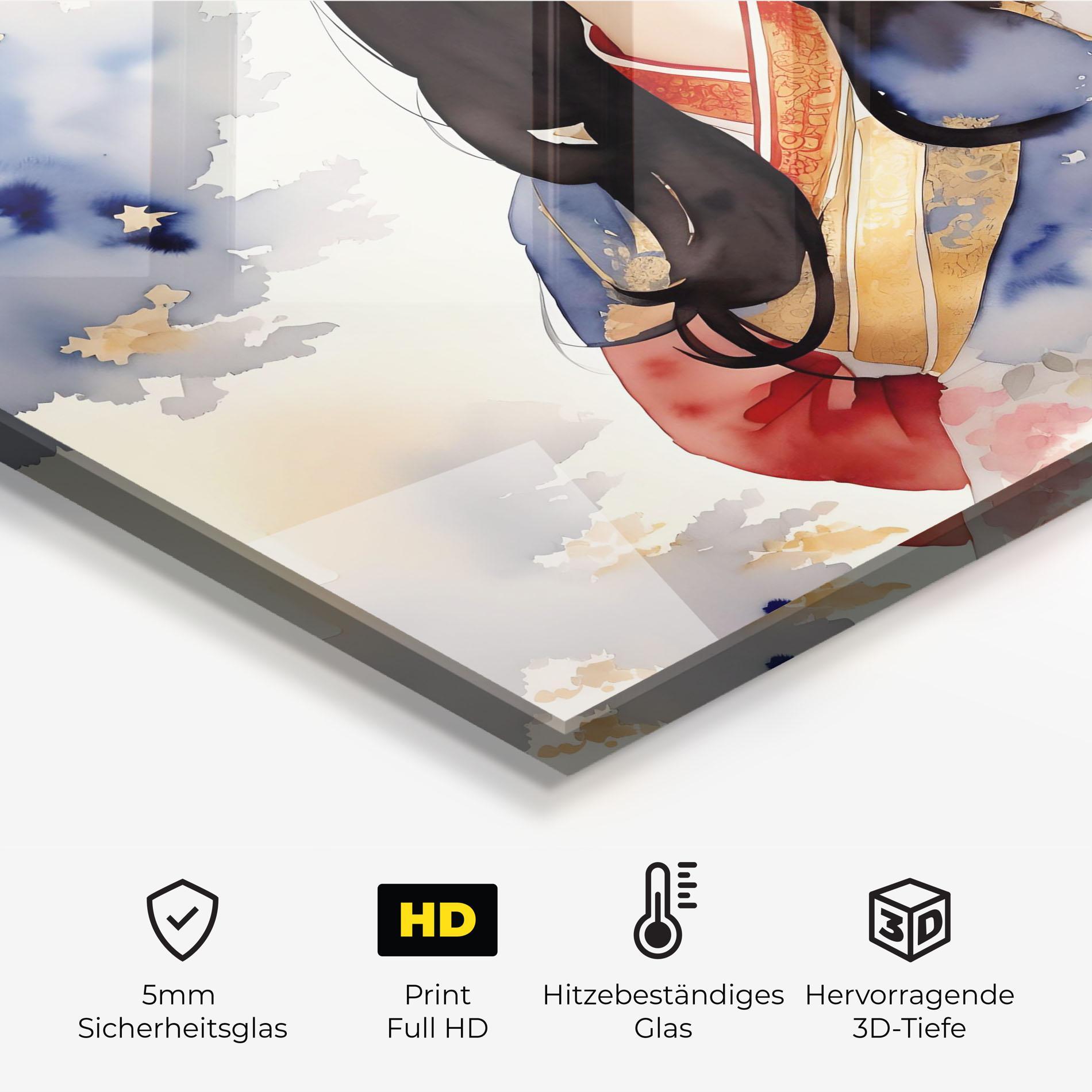 Küchenrückwand Glas Asian Woman Dancing mockup 2