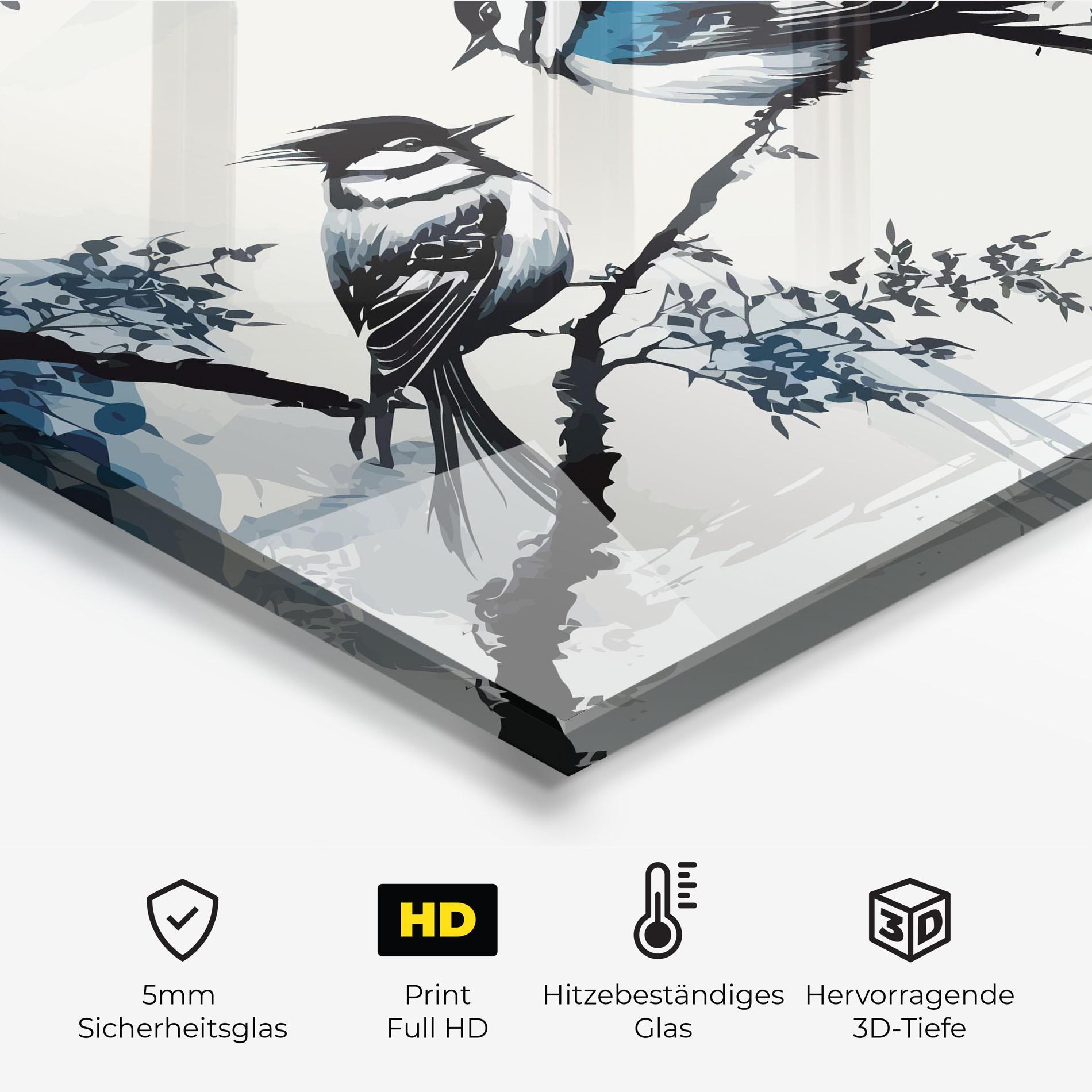 Küchenrückwand Glas Asiatic Blue Bird mockup 2