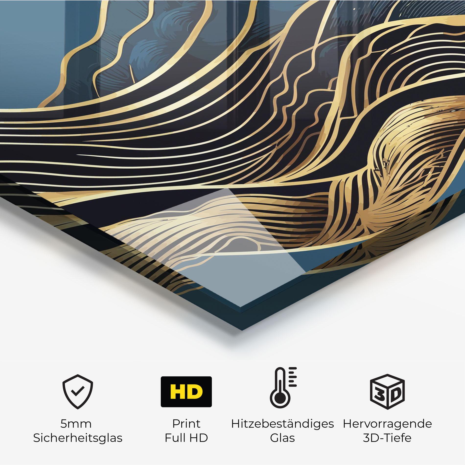 Küchenrückwand Glas Asiatic Blue Wave mockup 2