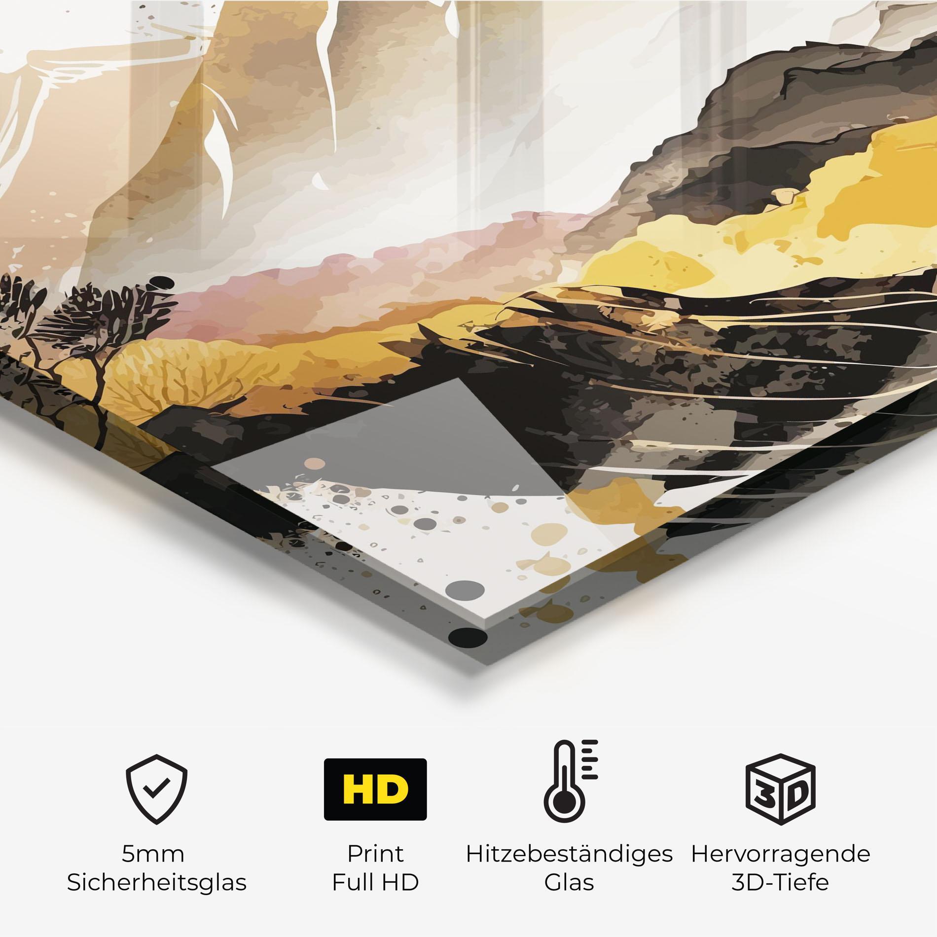 Küchenrückwand Glas Asiatic Gold Mountain mockup 2