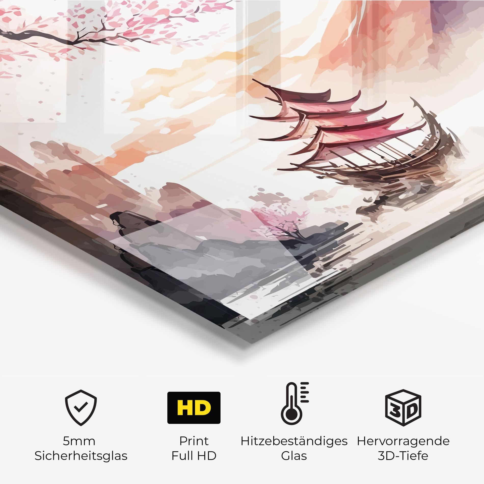 Küchenrückwand Glas Asiatic Purple Mountain mockup 2