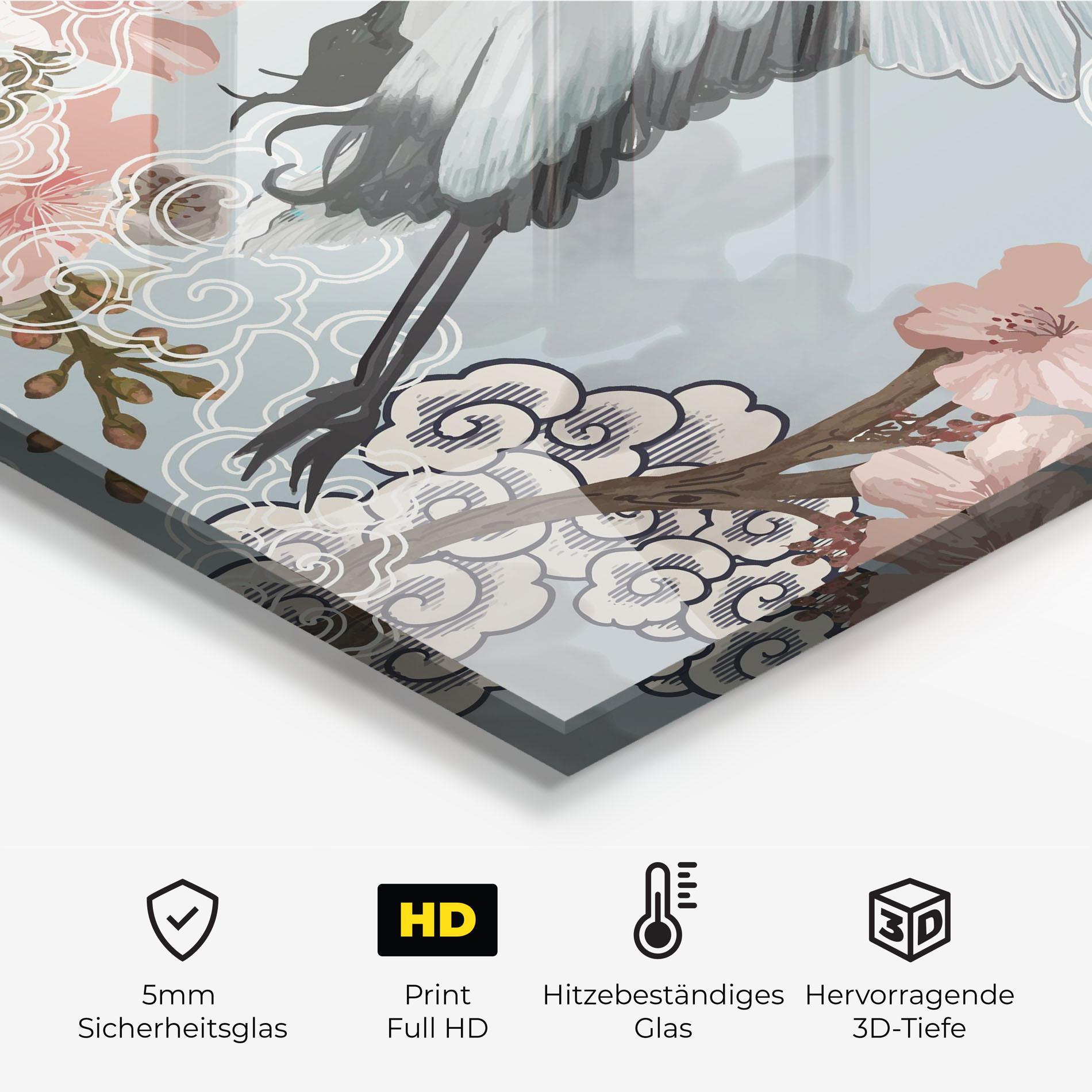 Küchenrückwand Glas Beautiful Asiatic Bird mockup 2