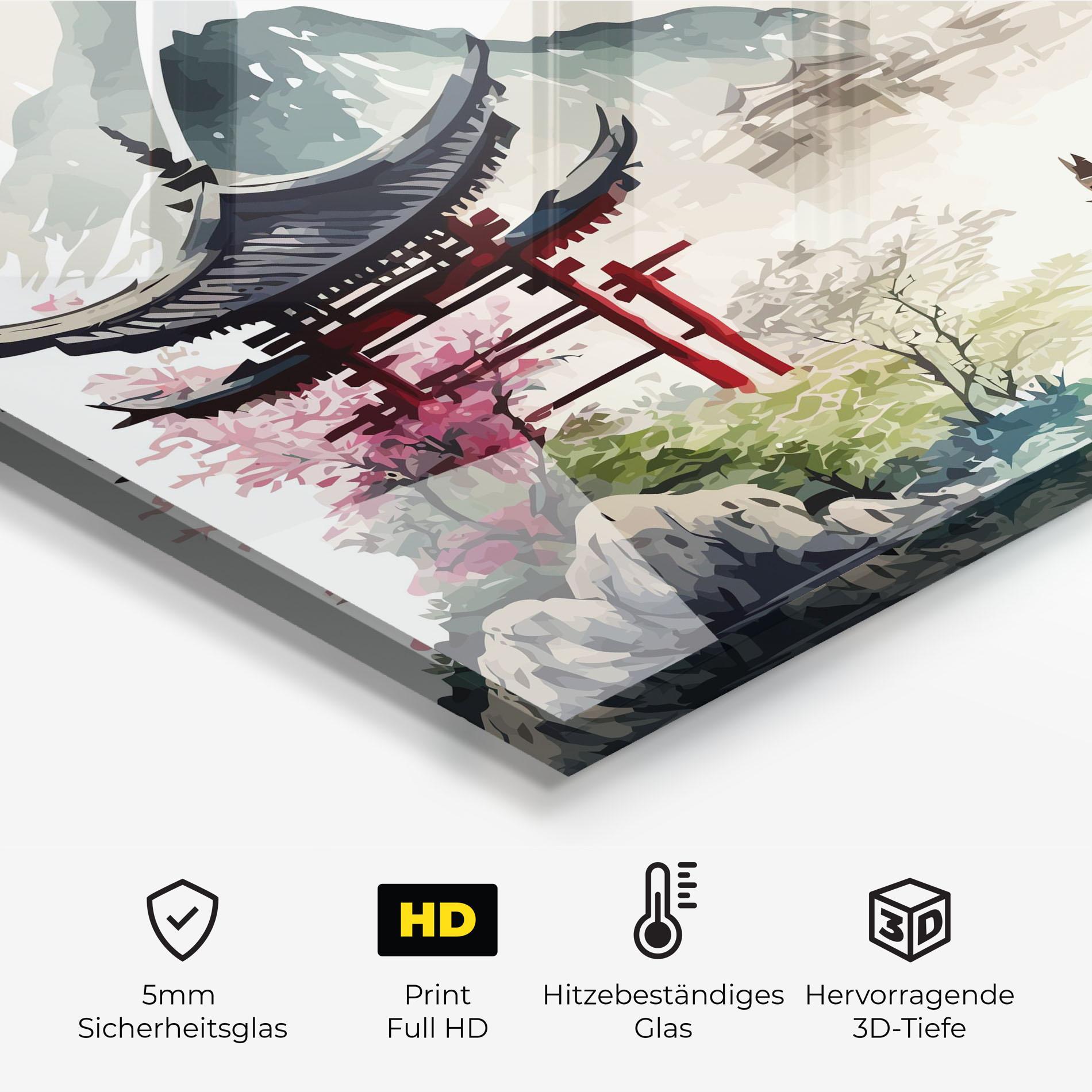 Küchenrückwand Glas Beautiful Asiatic View mockup 2