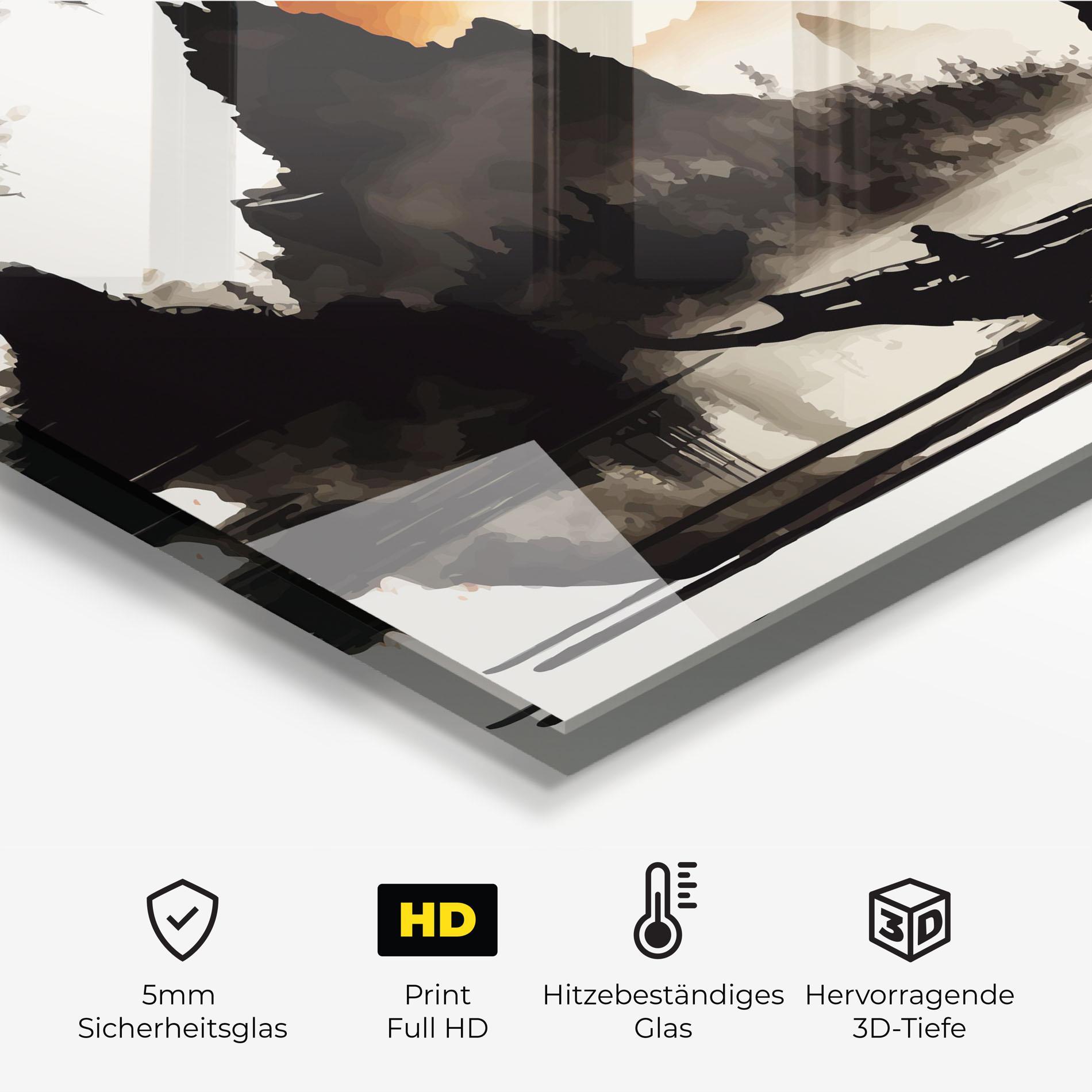 Küchenrückwand Glas Black Asiatic Boat mockup 2