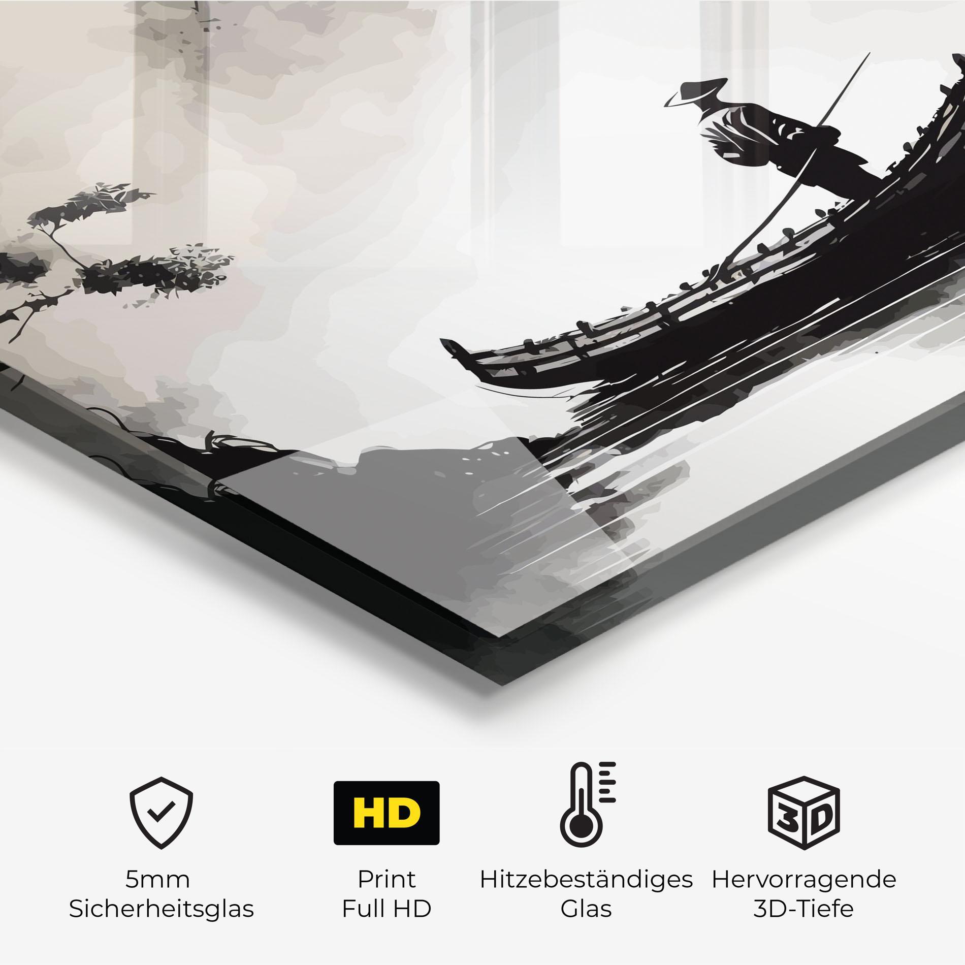 Küchenrückwand Glas Black Ink Boat mockup 2