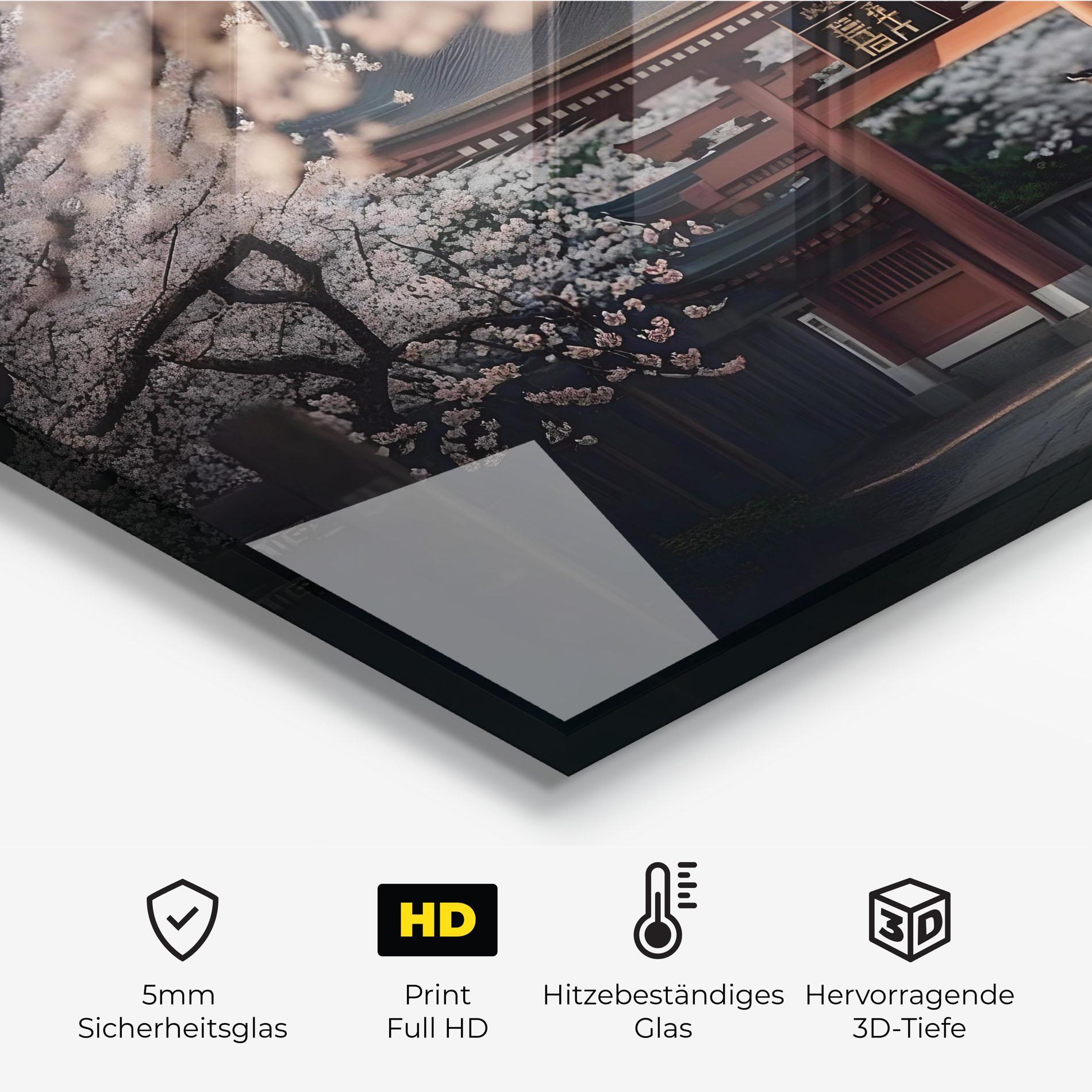 Küchenrückwand Glas Cherry Blossom Garden mockup 2