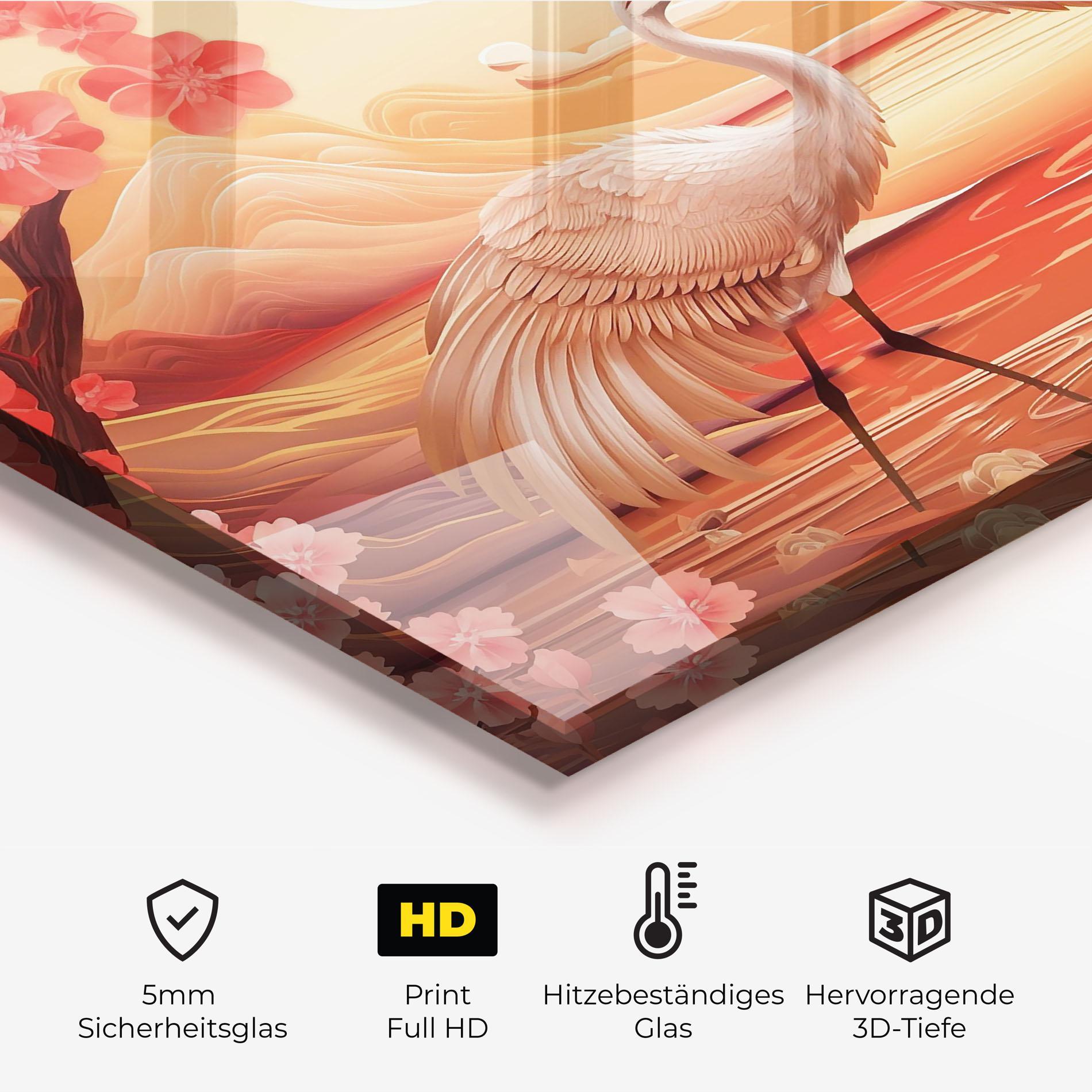 Küchenrückwand Glas Chinese Pink Painting mockup 2