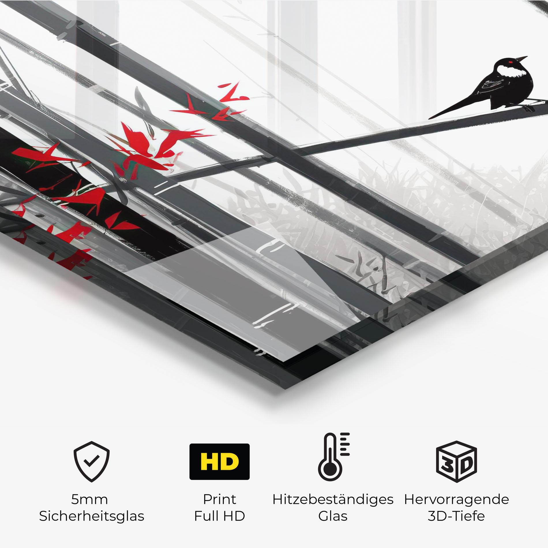 Küchenrückwand Glas Chinese Red Leafs mockup 2