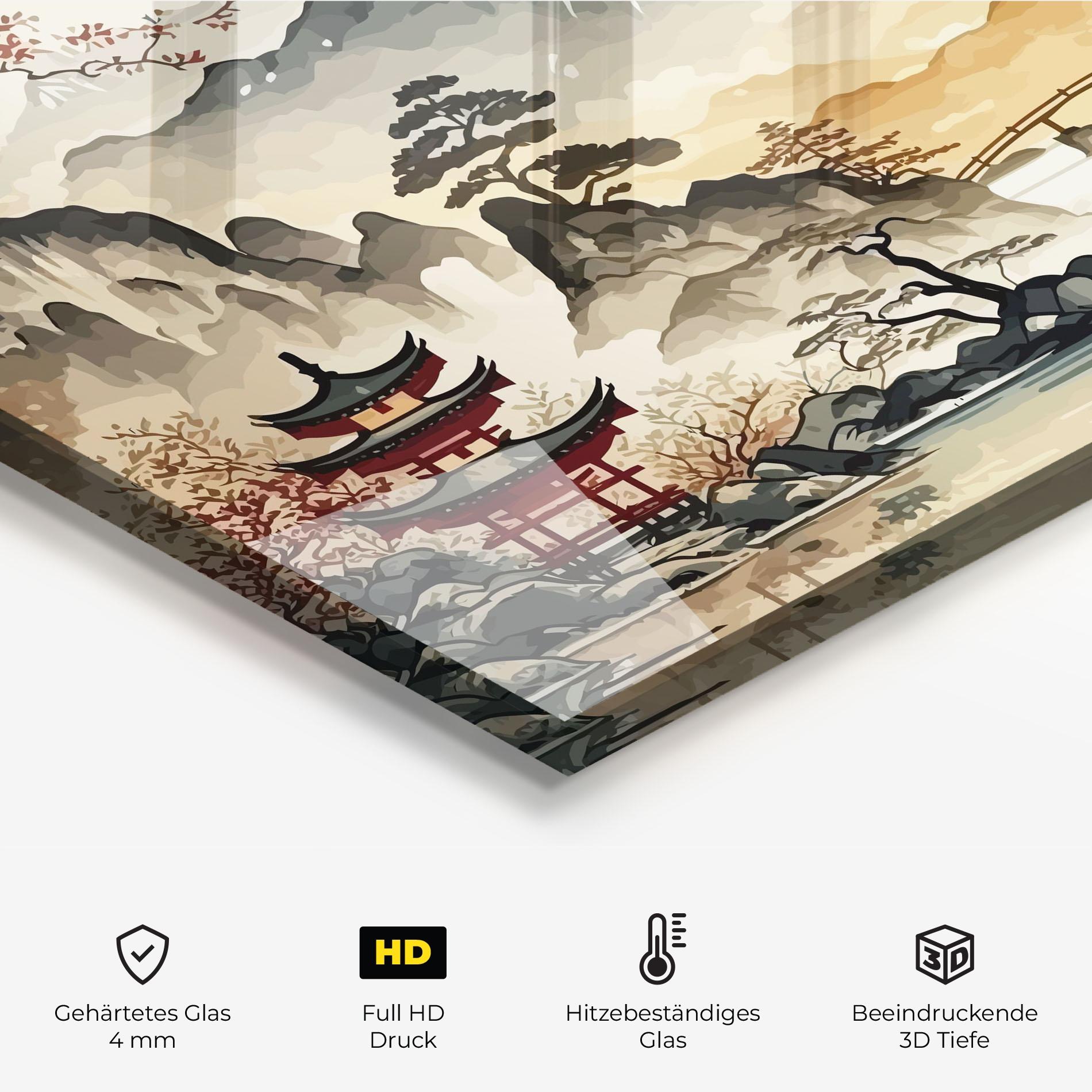 Küchenrückwand Glas Asian Mountain View mockup 2