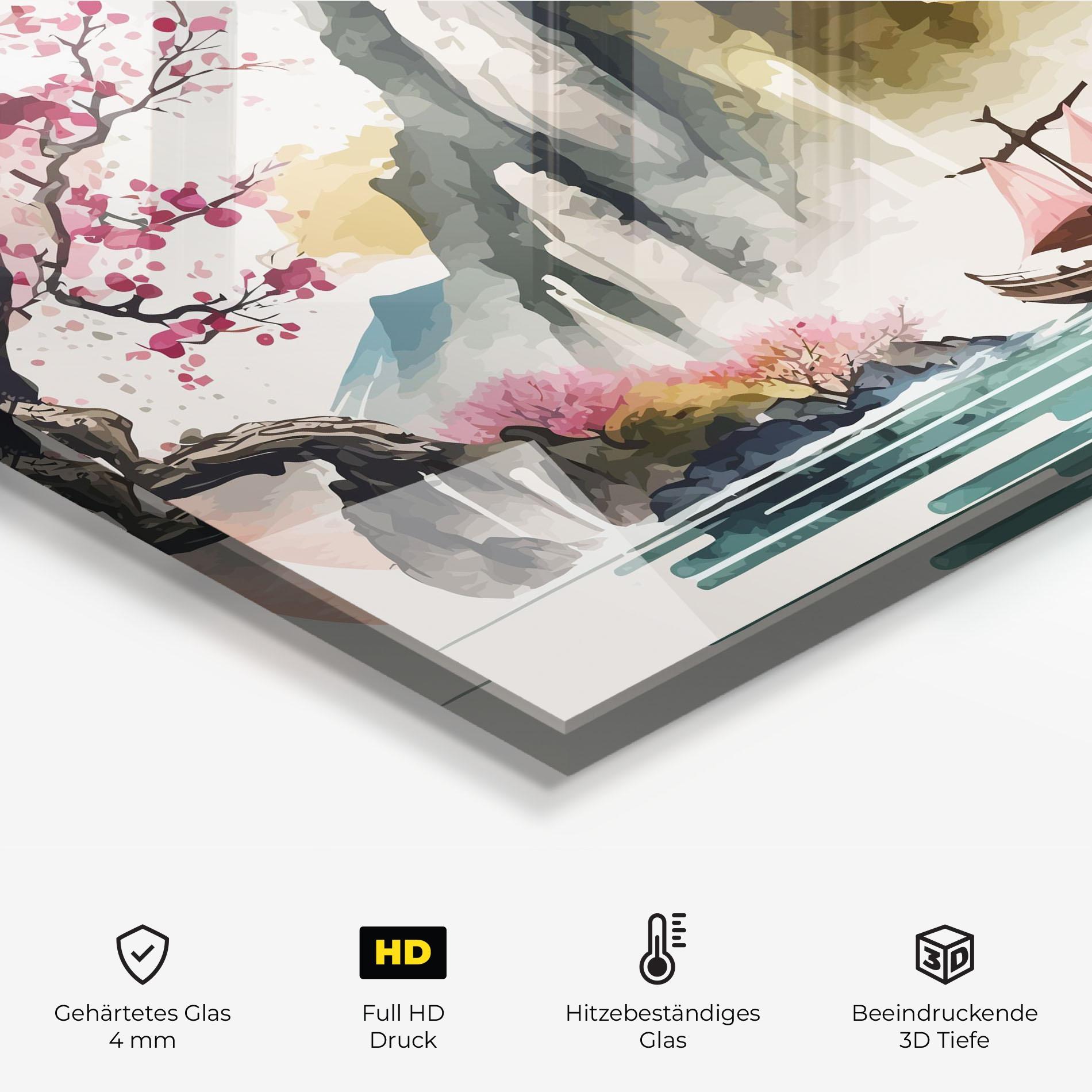 Küchenrückwand Glas Asian Orange Sunset mockup 2