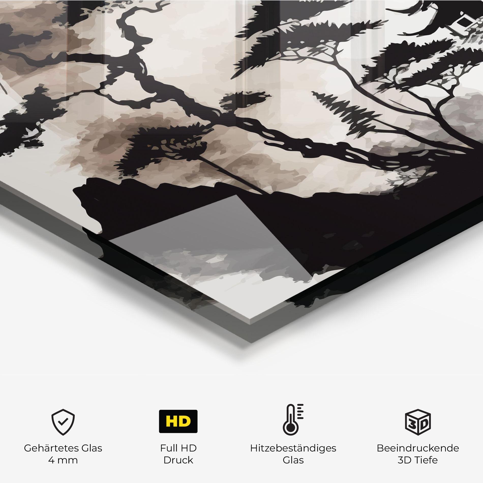 Küchenrückwand Glas Asian Red Moon mockup 2