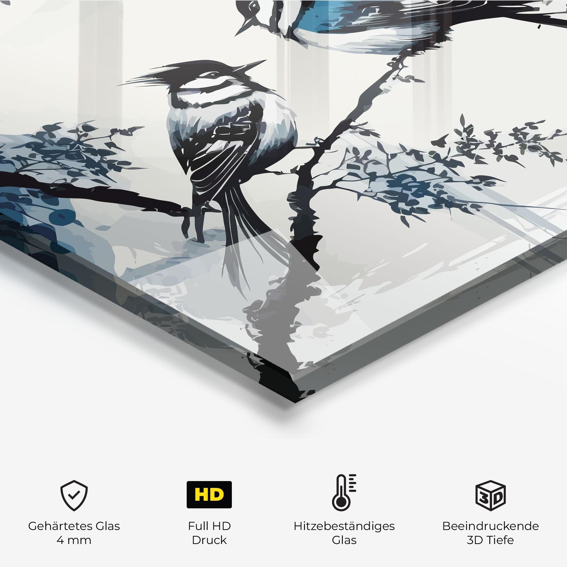 Küchenrückwand Glas Asiatic Blue Bird mockup 2