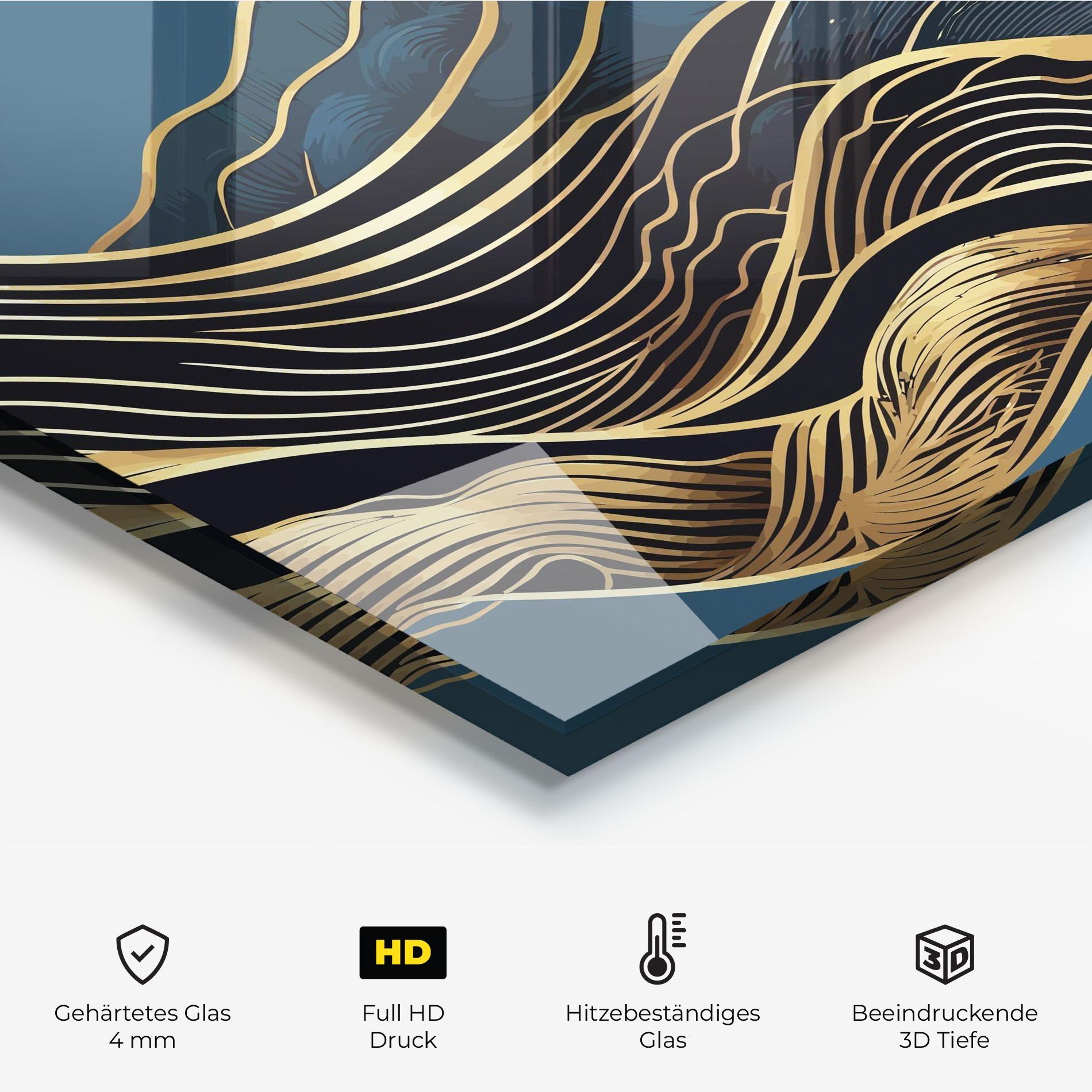 Küchenrückwand Glas Asiatic Blue Wave mockup 2