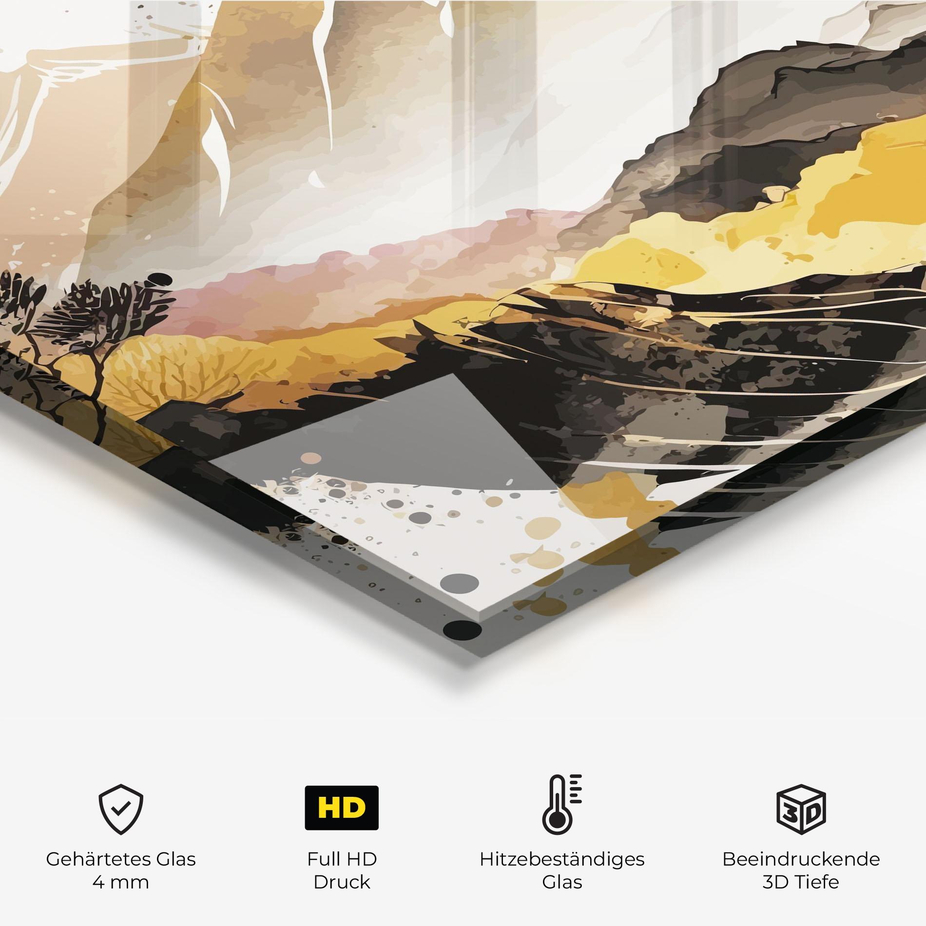 Küchenrückwand Glas Asiatic Gold Mountain mockup 2