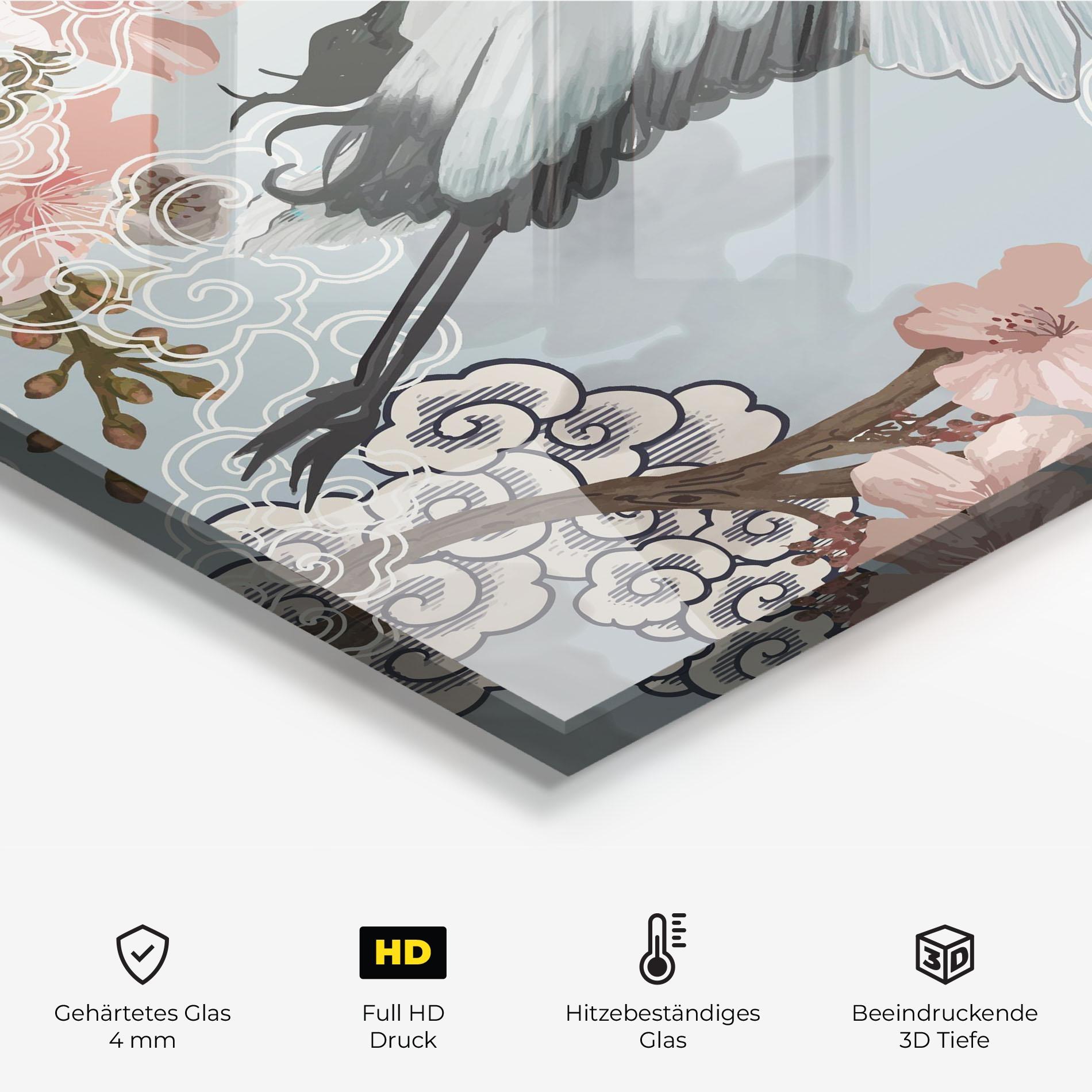 Küchenrückwand Glas Beautiful Asiatic Bird mockup 2