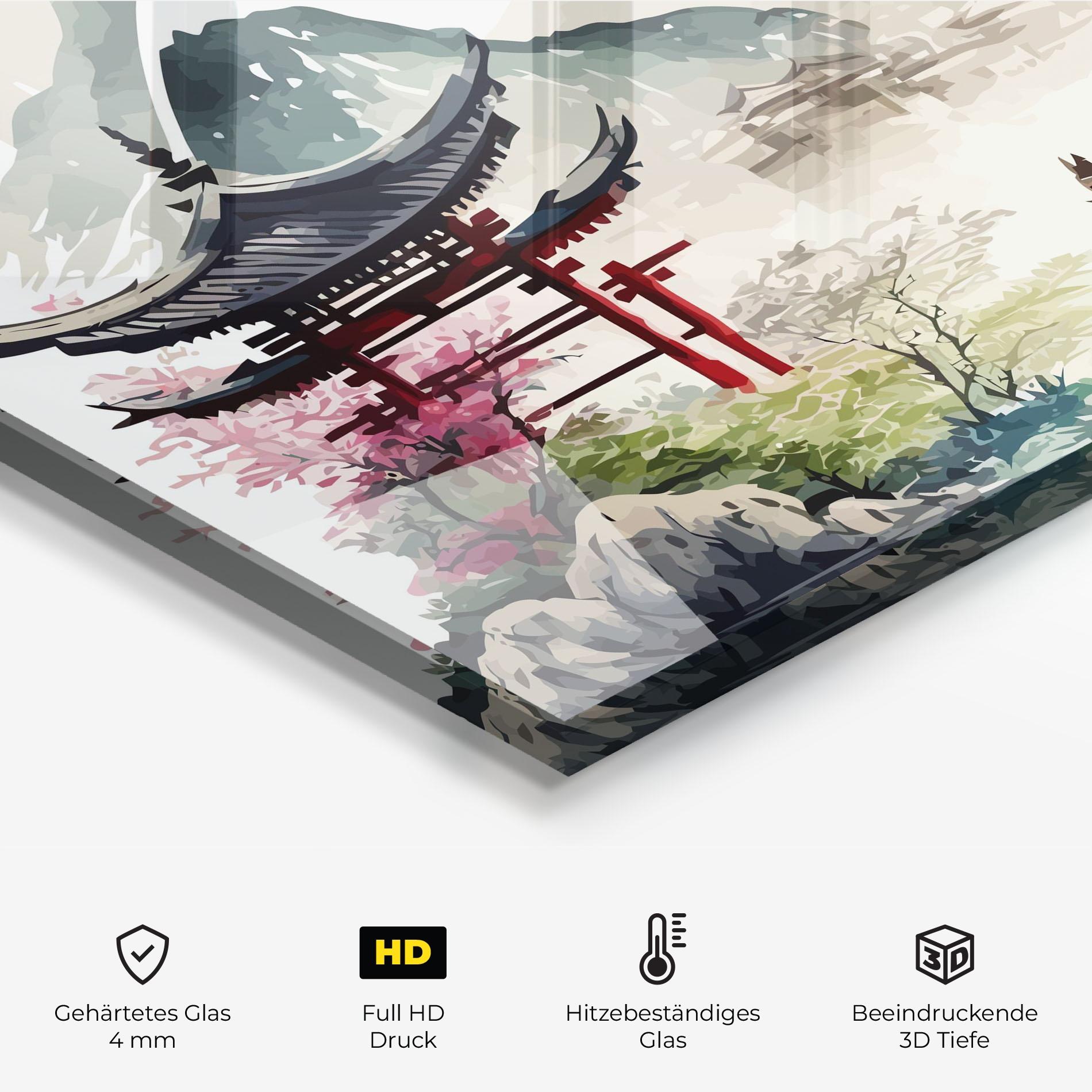 Küchenrückwand Glas Beautiful Asiatic View mockup 2