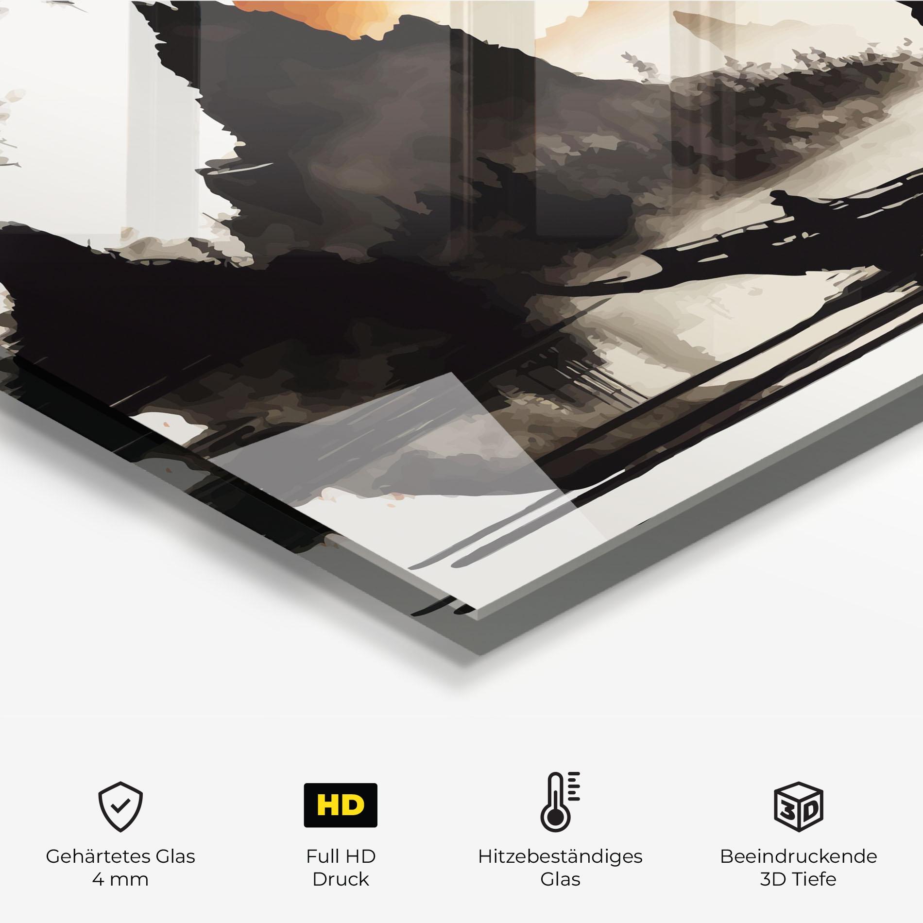 Küchenrückwand Glas Black Asiatic Boat mockup 2