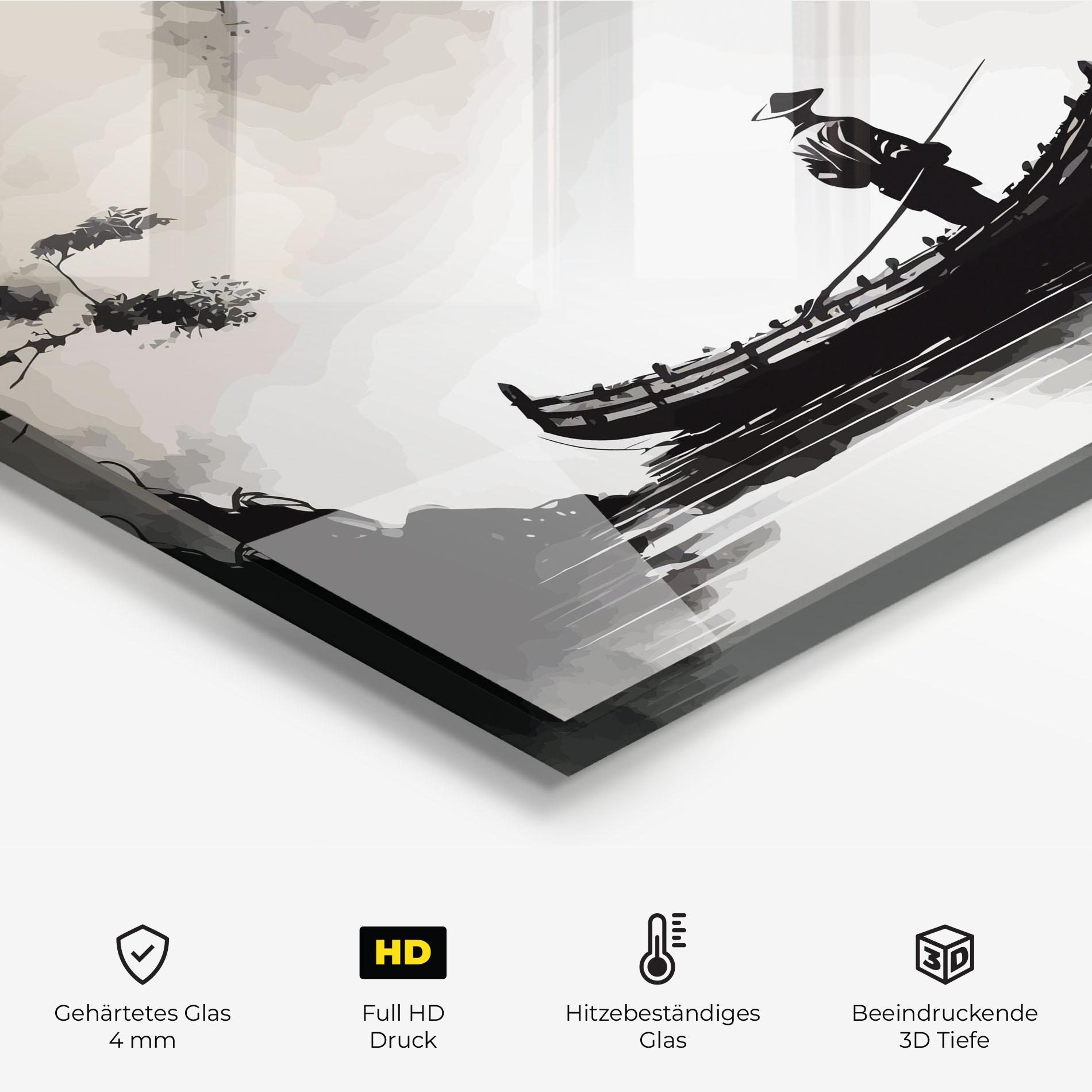 Küchenrückwand Glas Black Ink Boat mockup 2