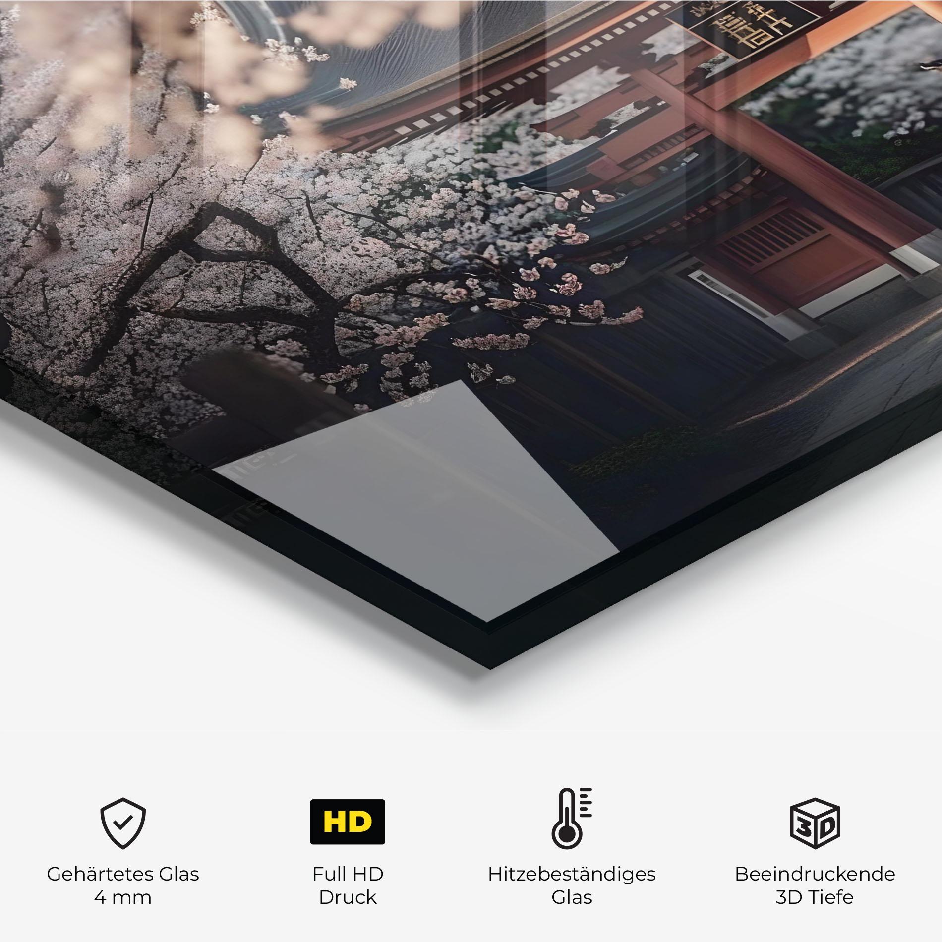 Küchenrückwand Glas Cherry Blossom Garden mockup 2