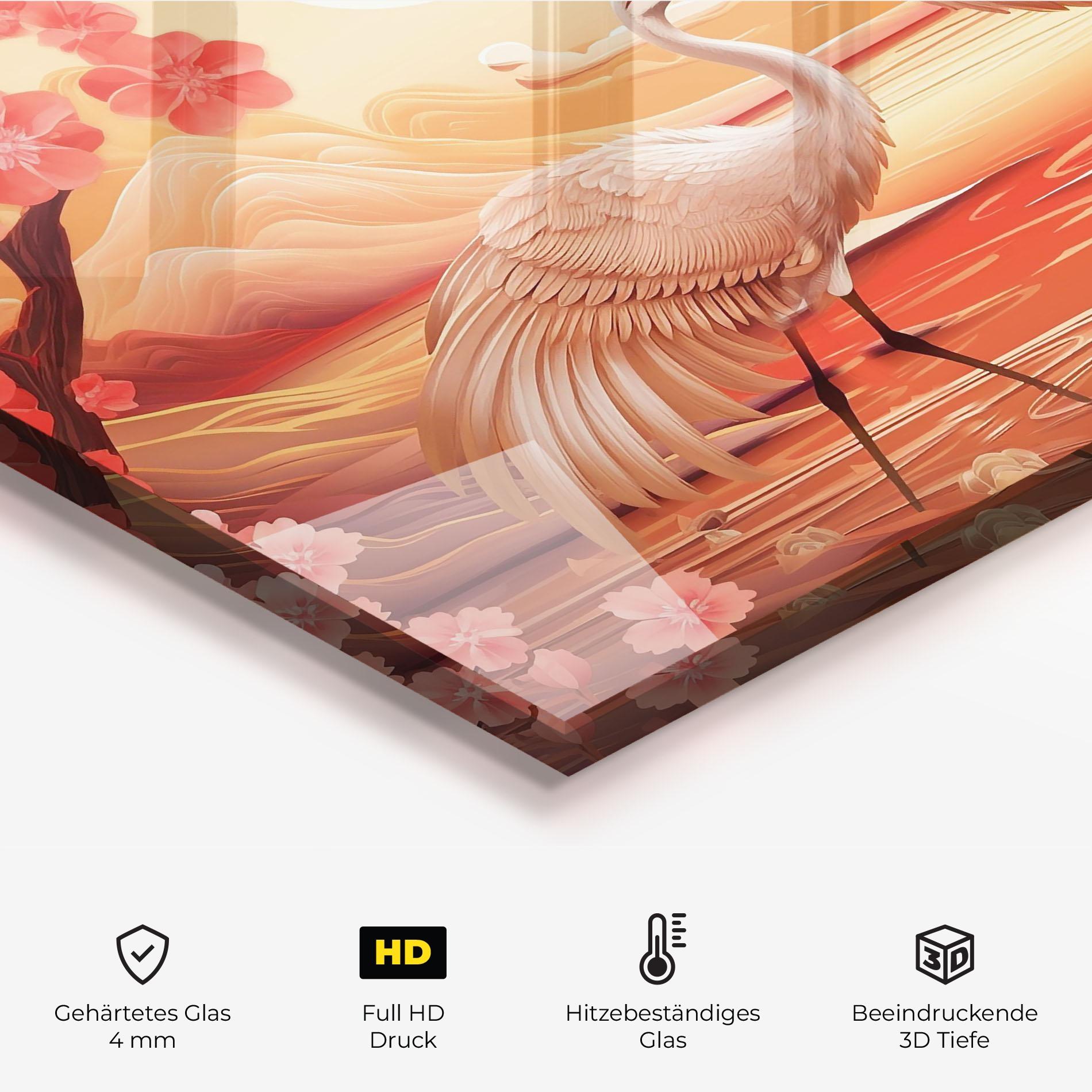 Küchenrückwand Glas Chinese Pink Painting mockup 2