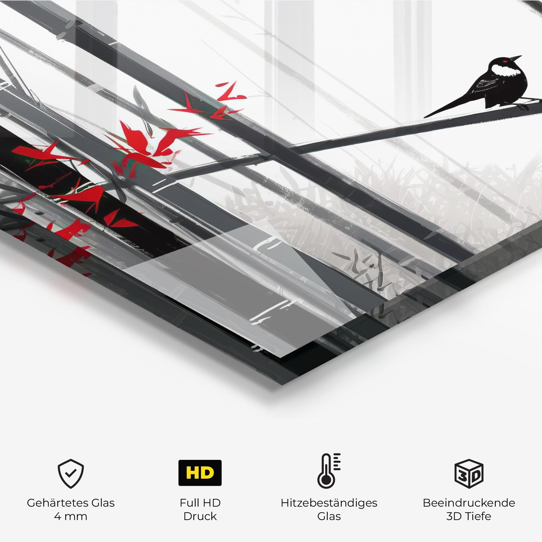 Küchenrückwand Glas Chinese Red Leafs mockup 2