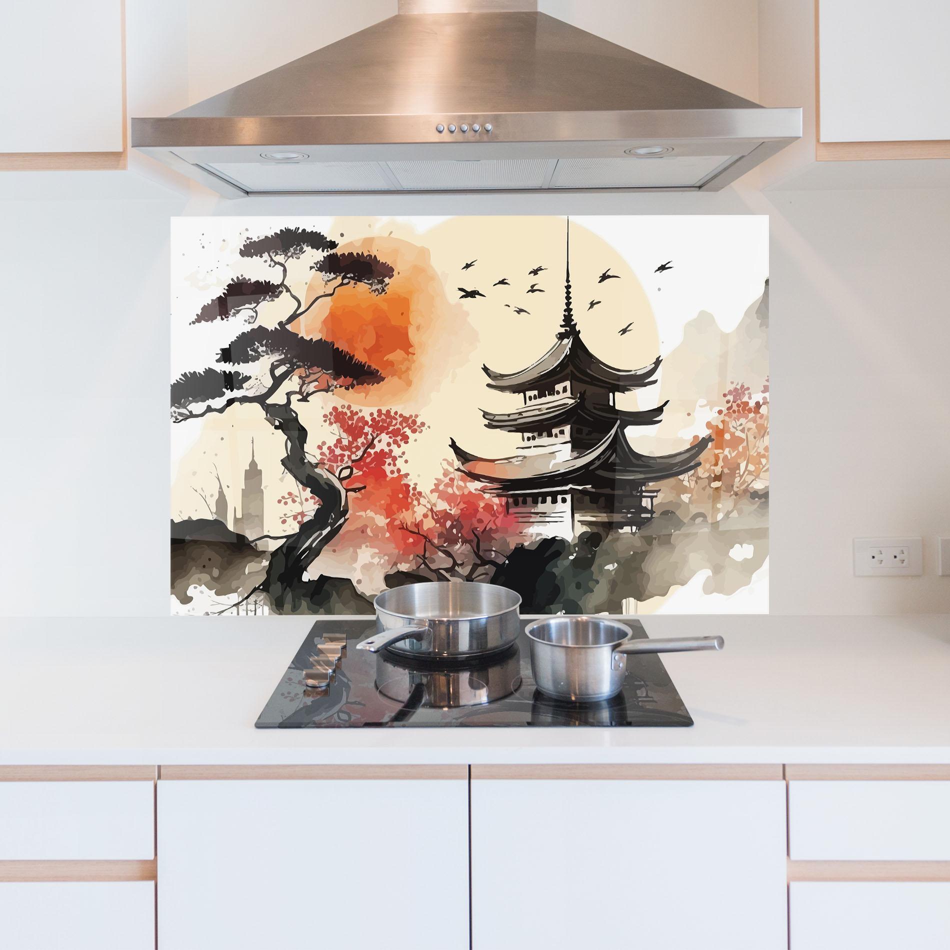 Küchenrückwand Glas Asiatic Beautiful View mockup 5