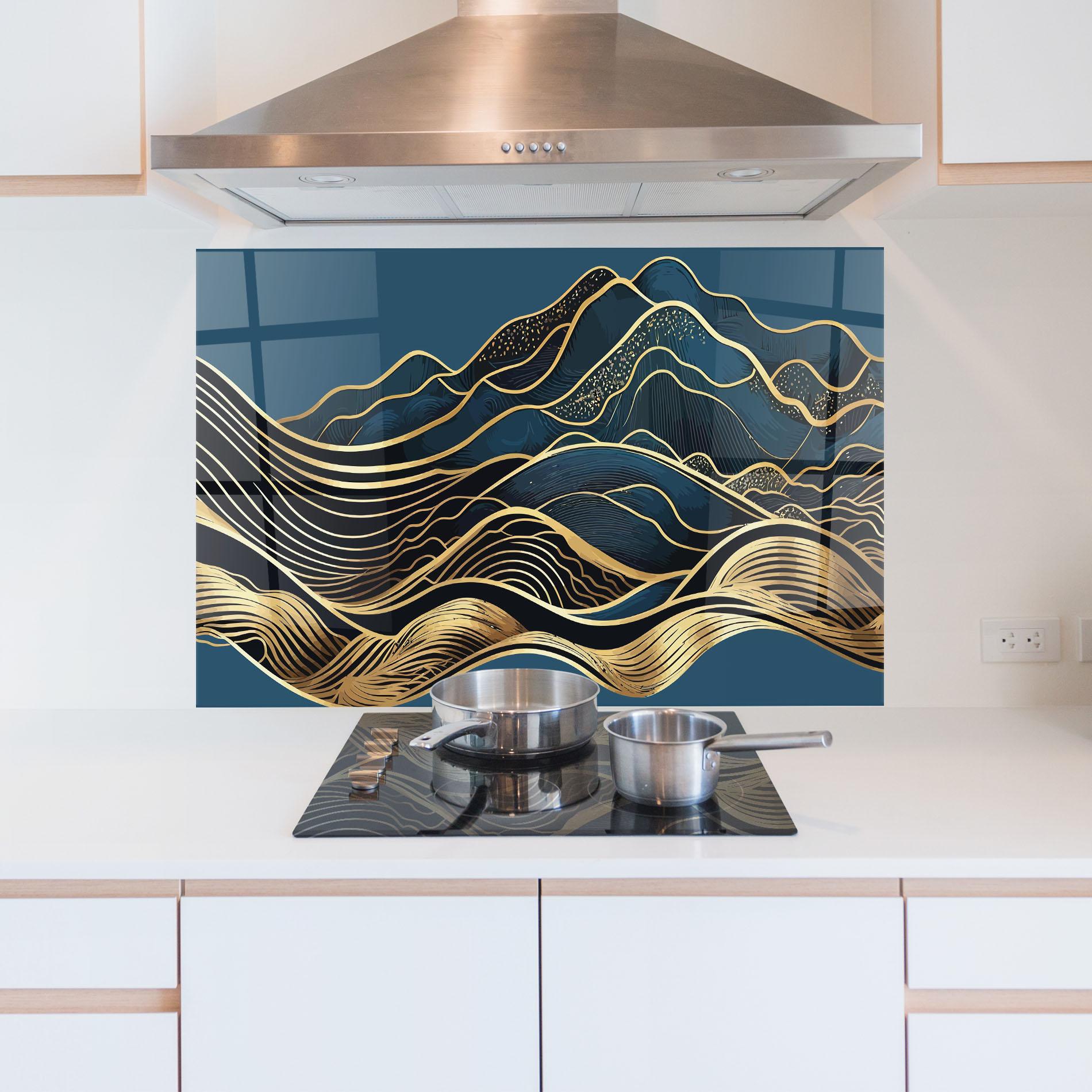 Küchenrückwand Glas Asiatic Blue Wave mockup 5