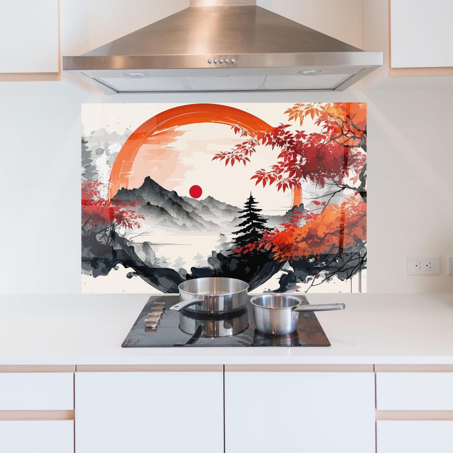 Küchenrückwand Glas Asiatic Grey Montain mockup 5