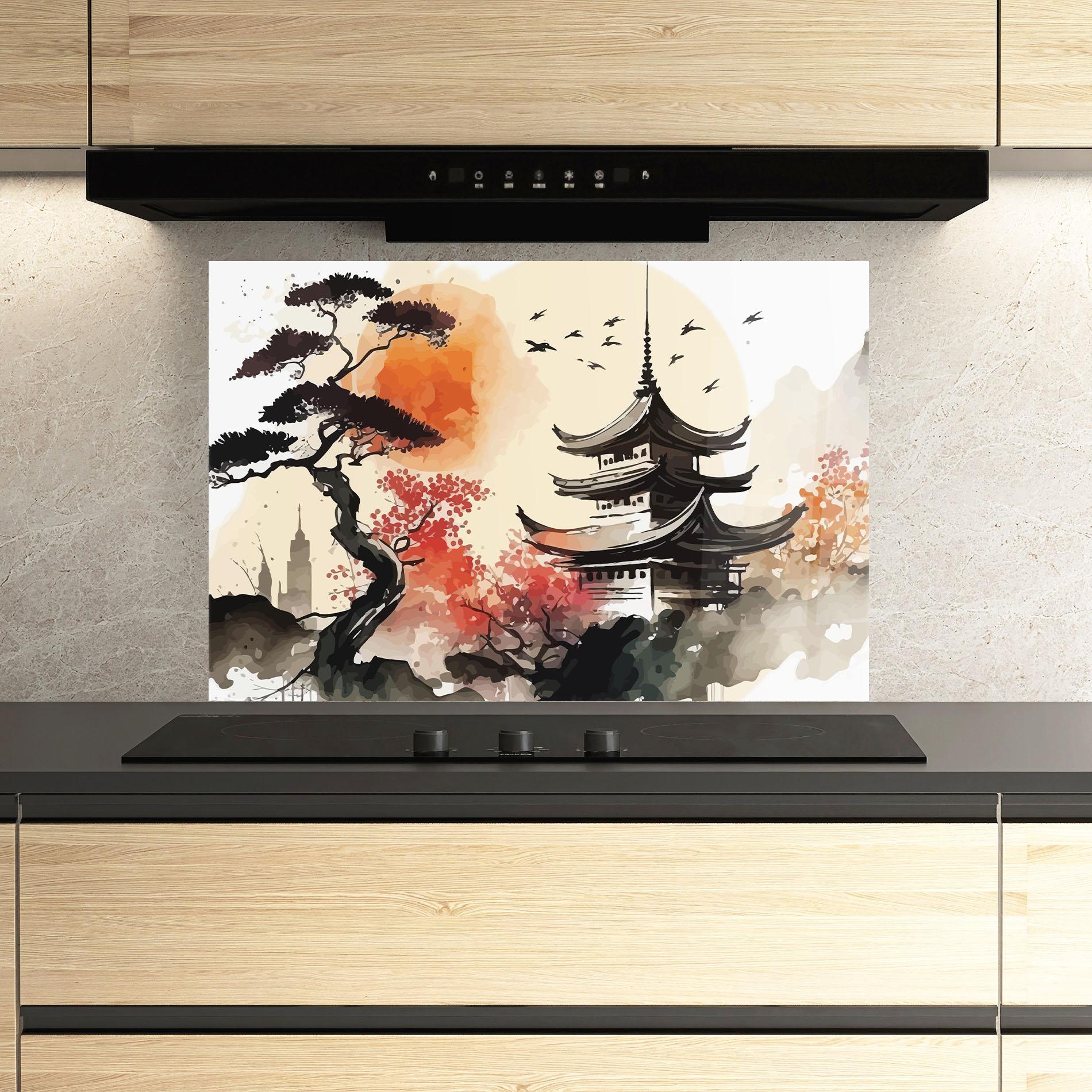 Küchenrückwand Glas Asiatic Beautiful View mockup 3