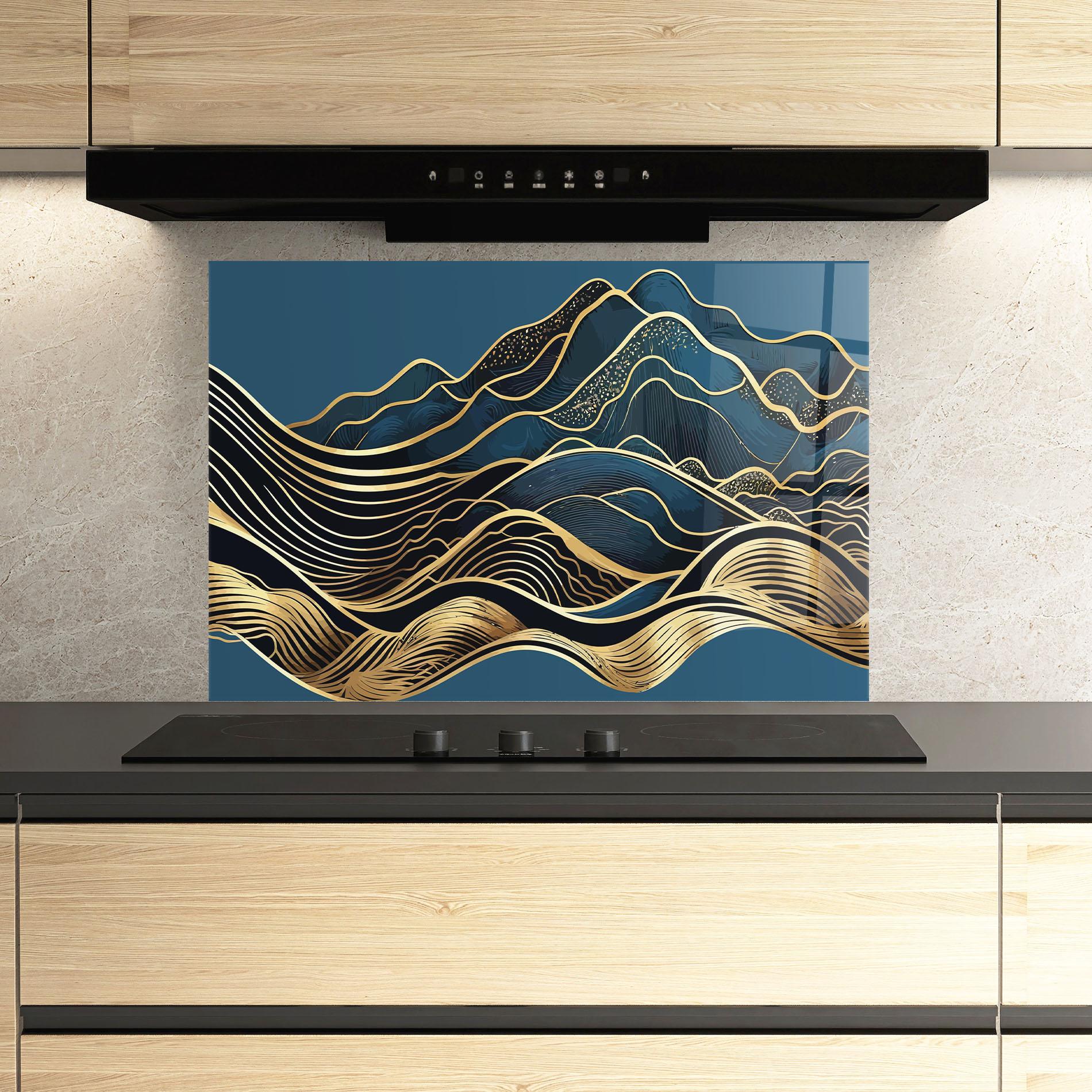 Küchenrückwand Glas Asiatic Blue Wave mockup 3