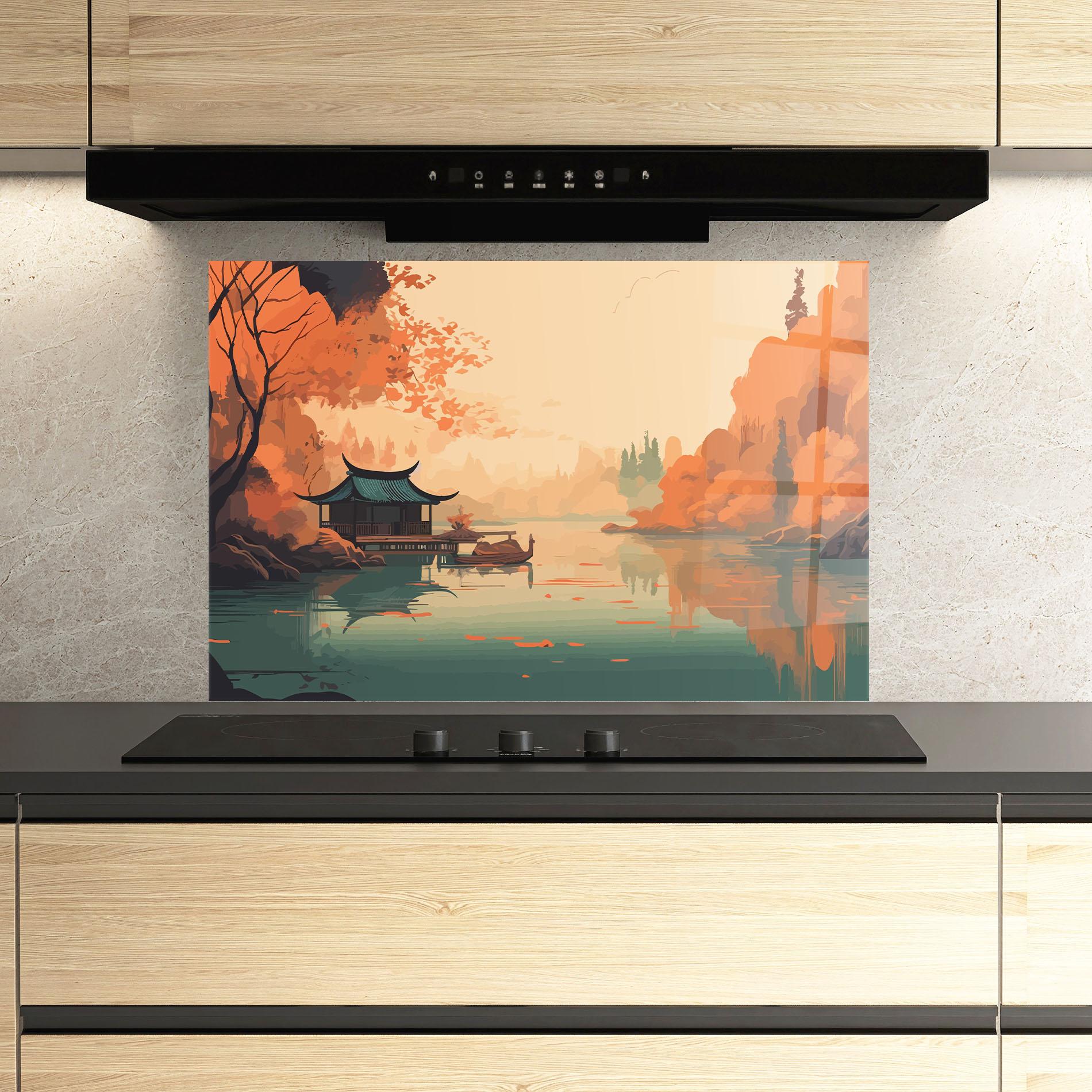 Küchenrückwand Glas Asiatic Lake mockup 3