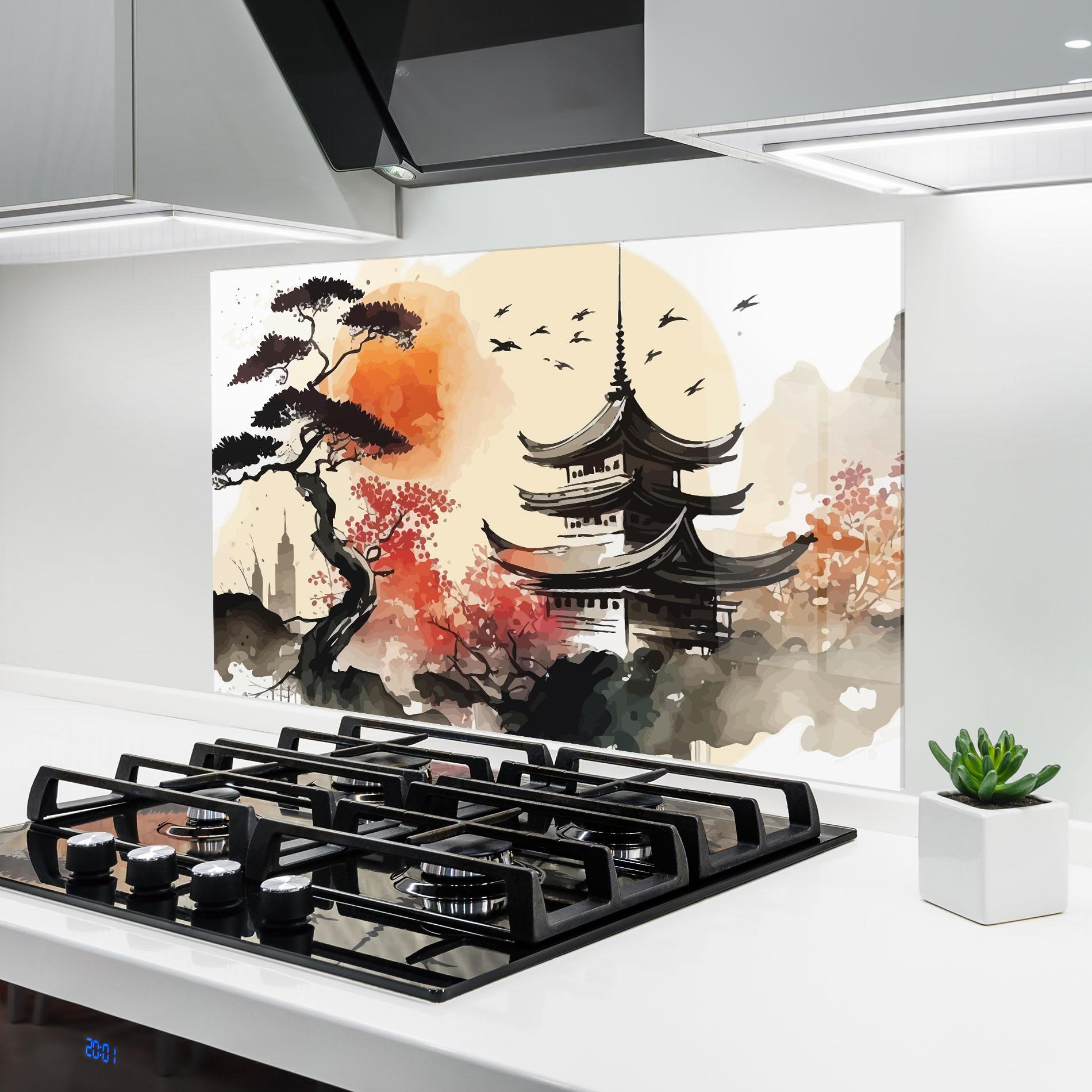 Küchenrückwand Glas Asiatic Beautiful View mockup 6