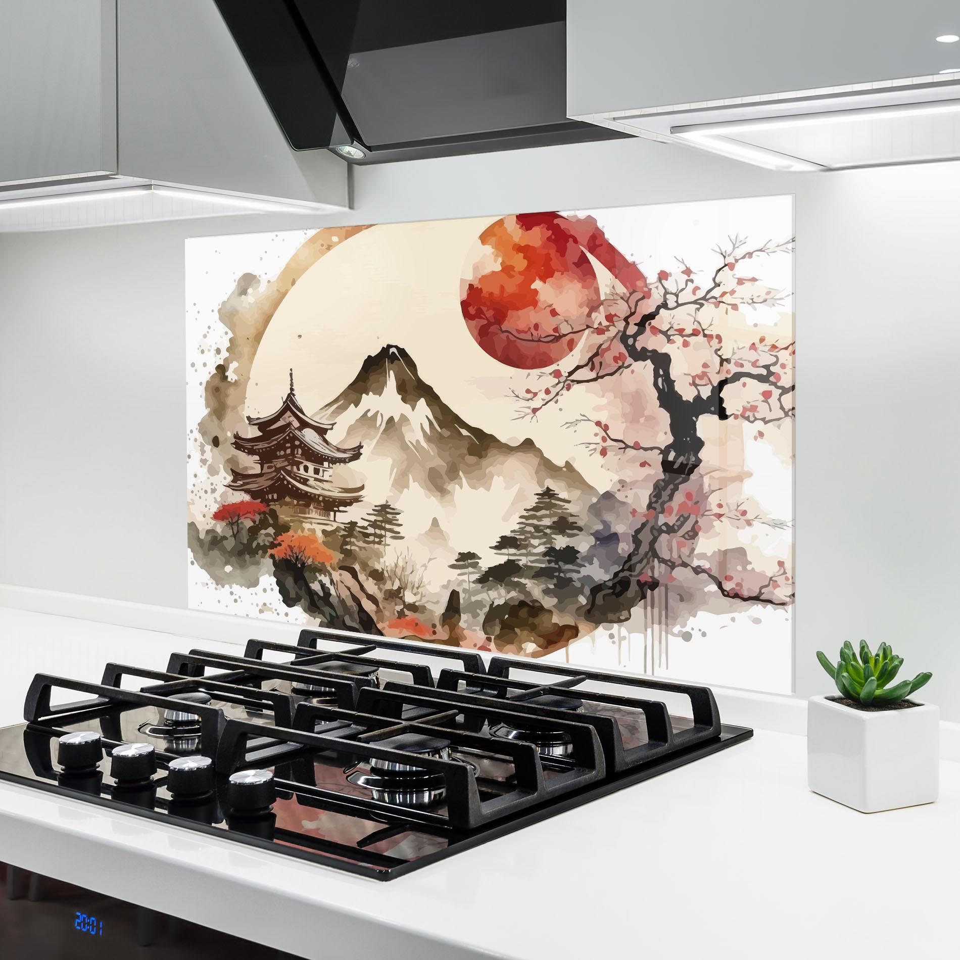 Küchenrückwand Glas Asiatic Blossom View mockup 6