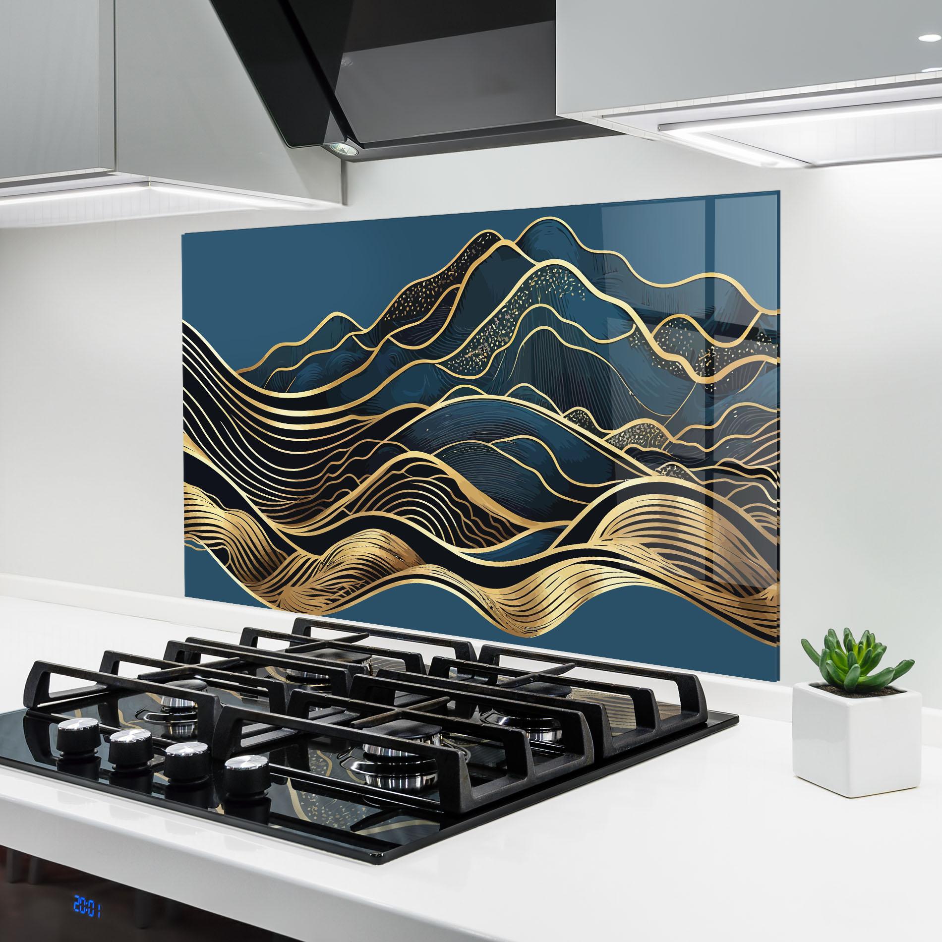 Küchenrückwand Glas Asiatic Blue Wave mockup 6