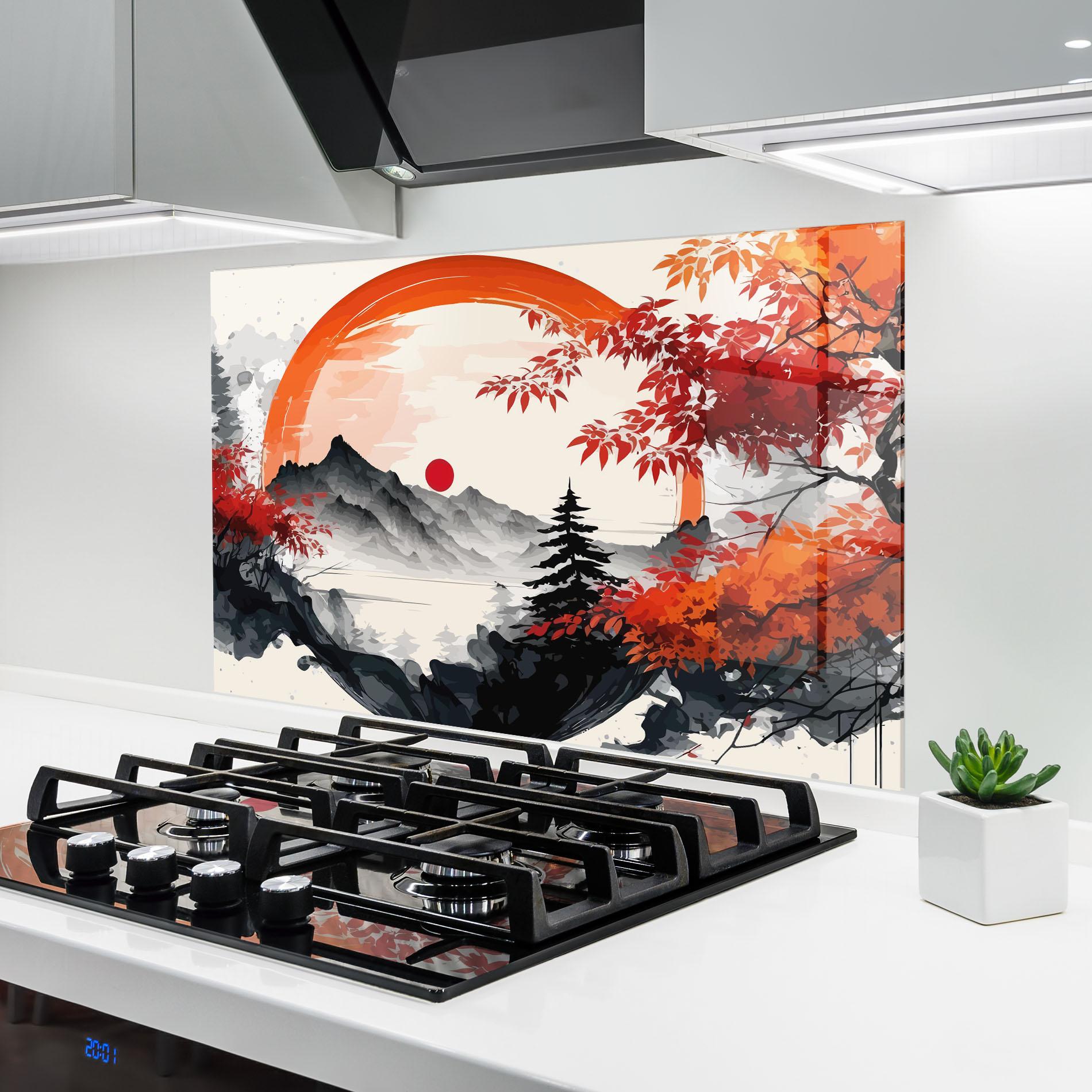 Küchenrückwand Glas Asiatic Grey Montain mockup 6