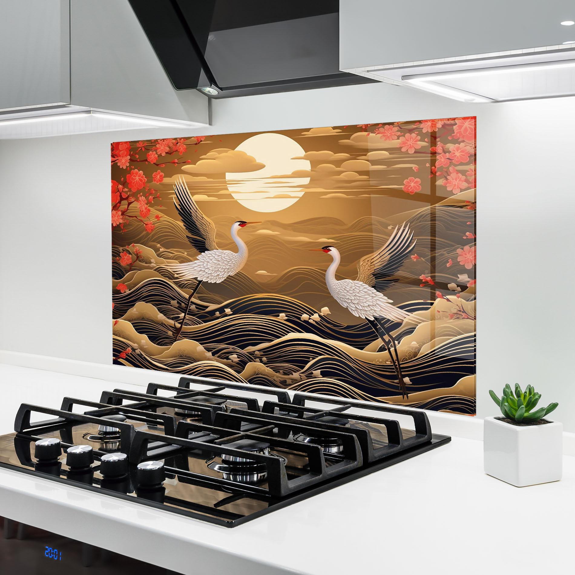 Küchenrückwand Glas Chinese Oil Painting mockup 6