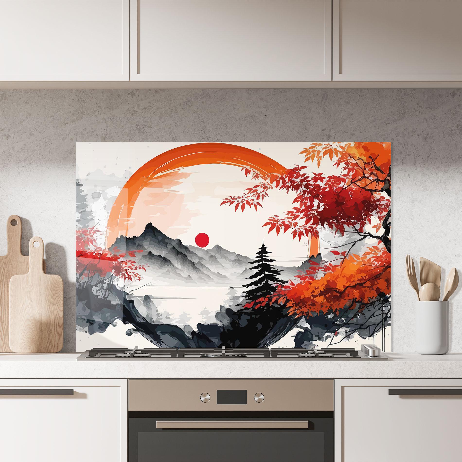 Küchenrückwand Glas Asiatic Grey Montain mockup 7