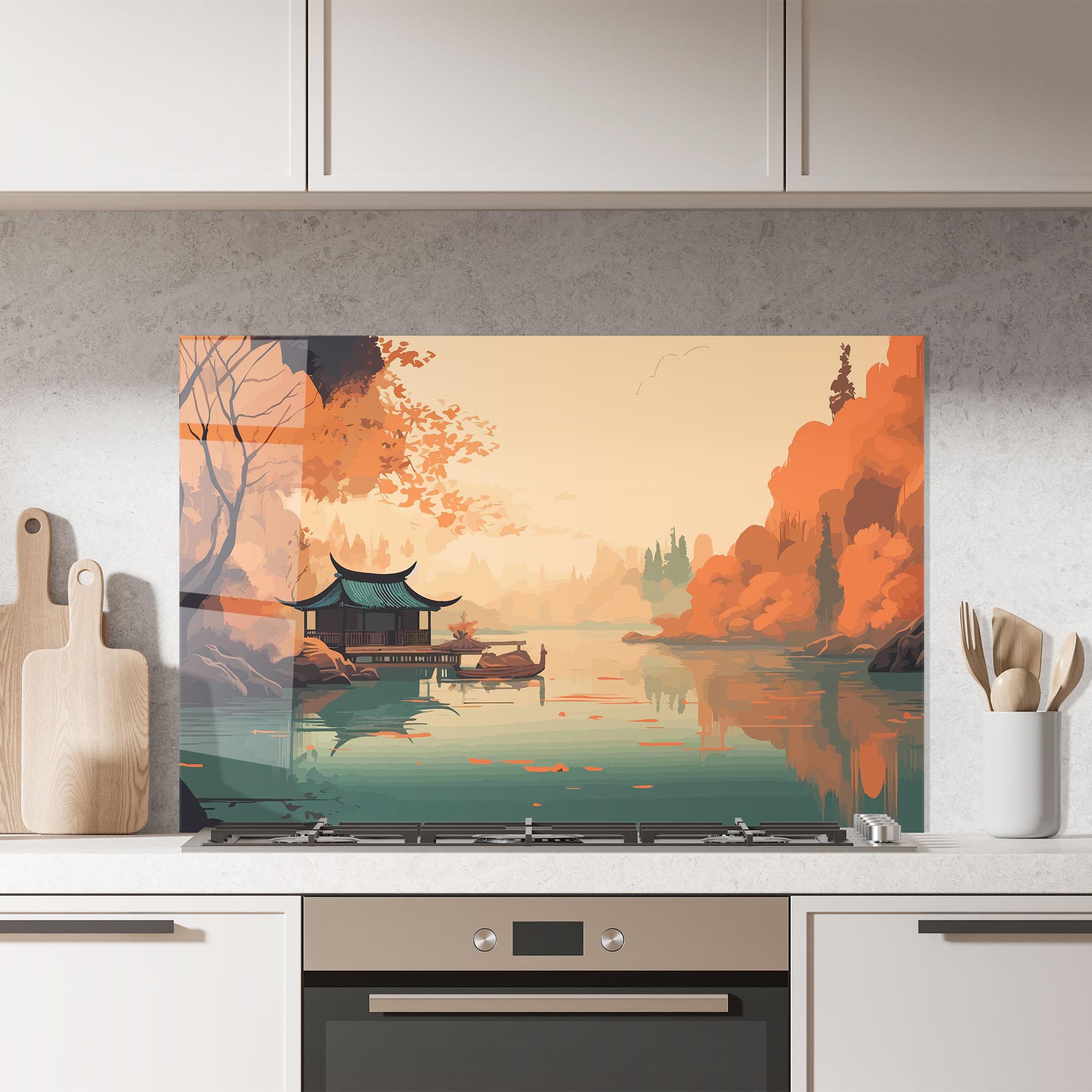 Küchenrückwand Glas Asiatic Lake mockup 7