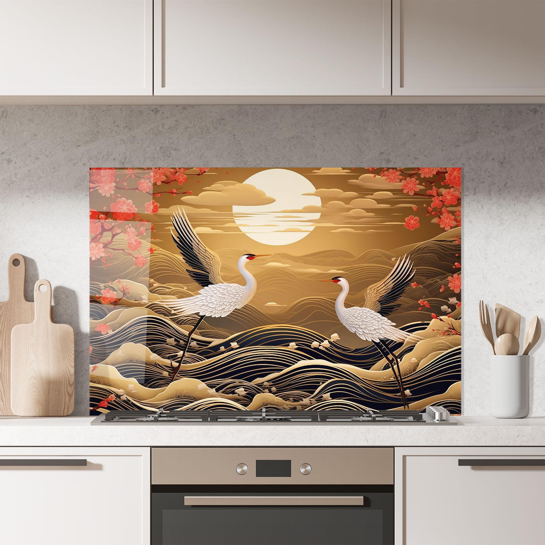 Küchenrückwand Glas Chinese Oil Painting mockup 7
