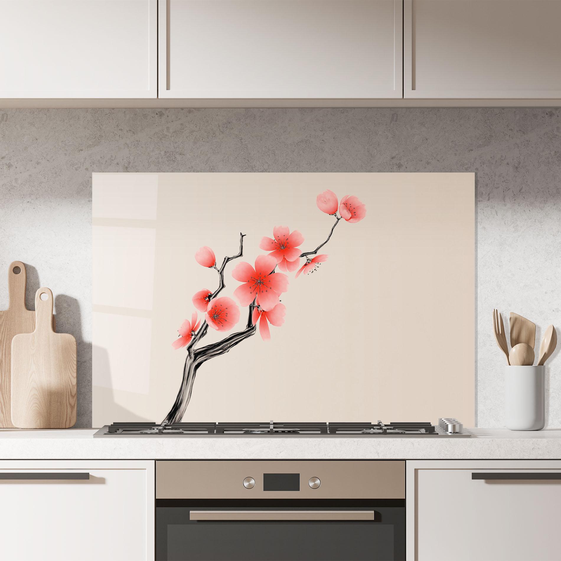 Küchenrückwand Glas Chinese Plum Blossom mockup 7
