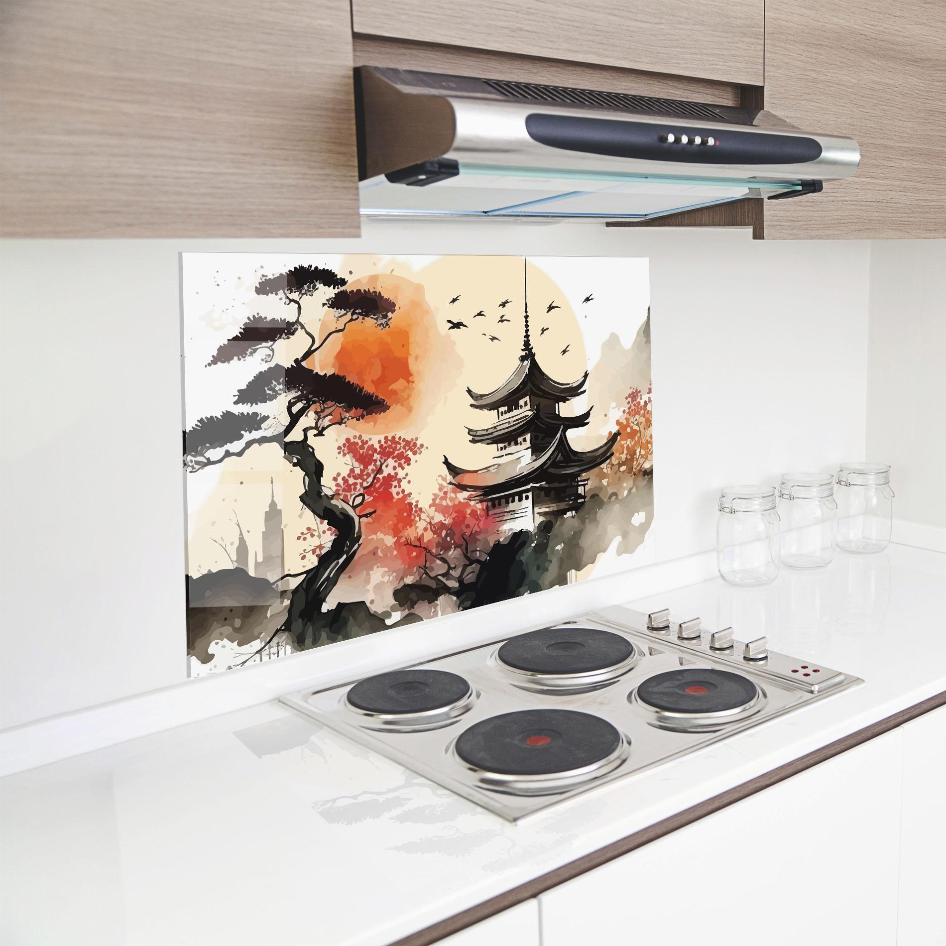 Küchenrückwand Glas Asiatic Beautiful View mockup 8